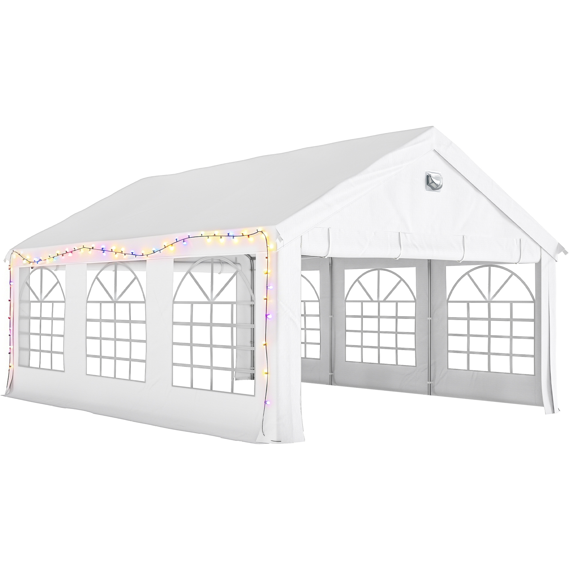 Gradina & balcon -  Cort pentru Petreceri 4x6 m cu Ferestre si 4 Pereti Laterali Demontabili, din Otel si PE, Alb