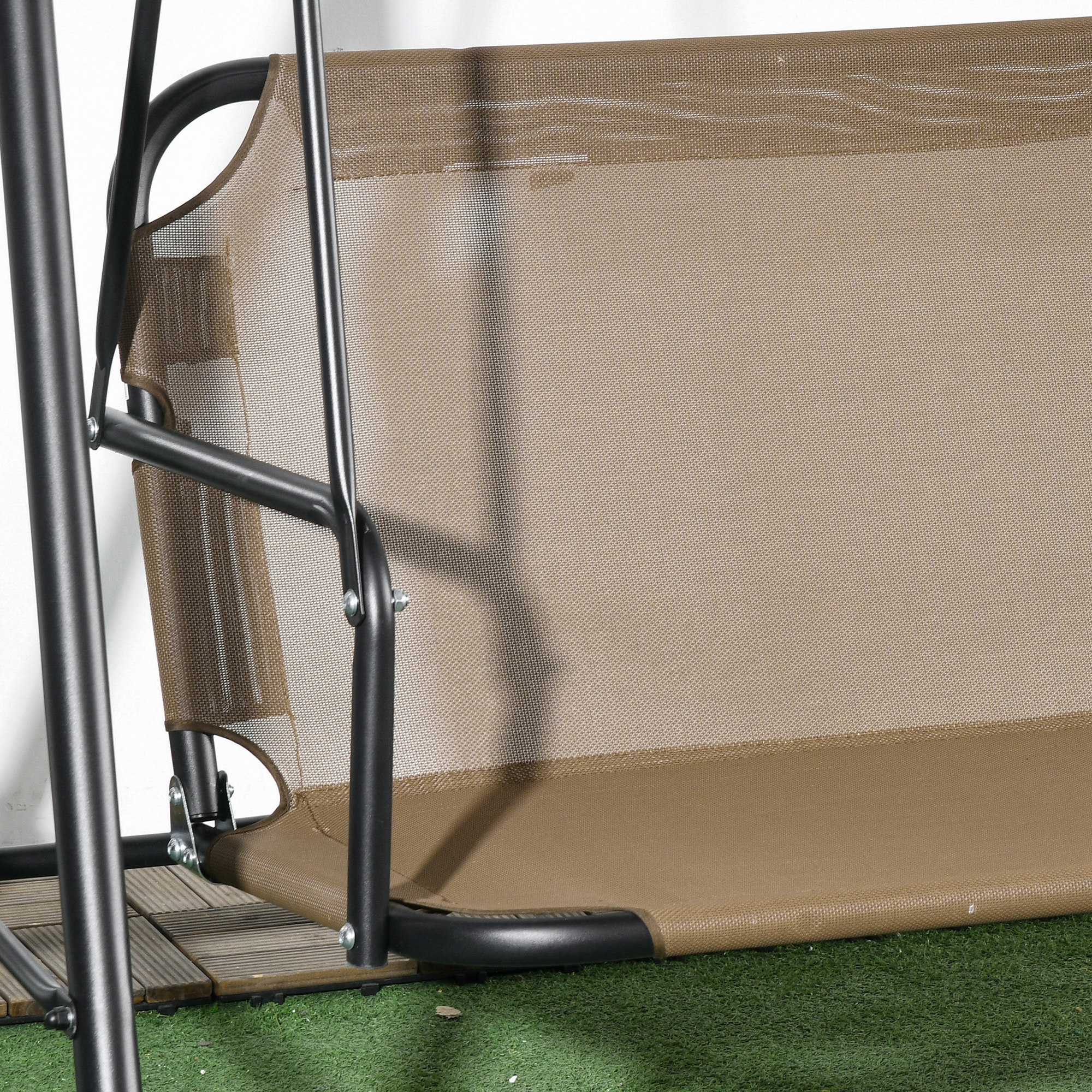  Balansoar de Gradina cu 3 Locuri si Parasolar Reglabil, 172x110x153 cm, Maro [7]