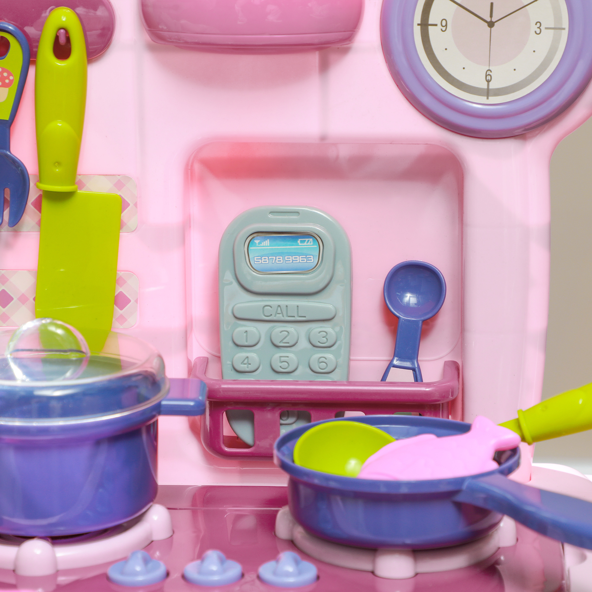  Bucatarie de jucarie pentru copii 3-6 ani cu 38 de accesorii si sunete realiste, din PP si ABS, 51x21x60 cm, roz [8]