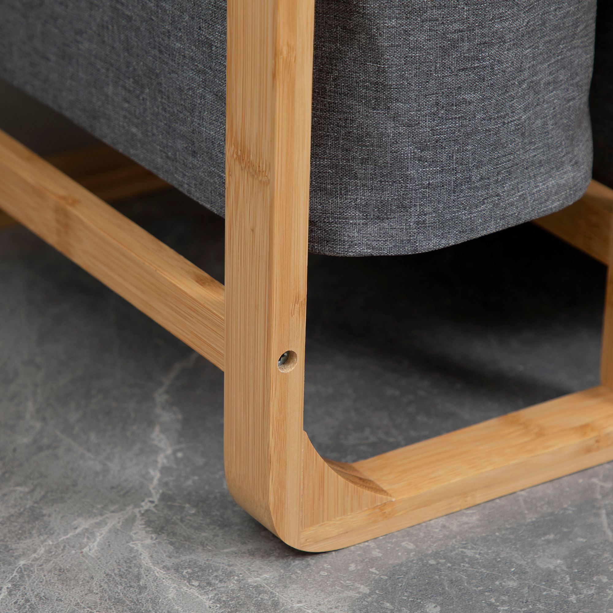  Cos de rufe din bambus , cos de rufe cu 3 pungi glisante din material textil si raft deschis, cos de spalat cu 3 sectiuni, economiseste spatiu, natural [8]