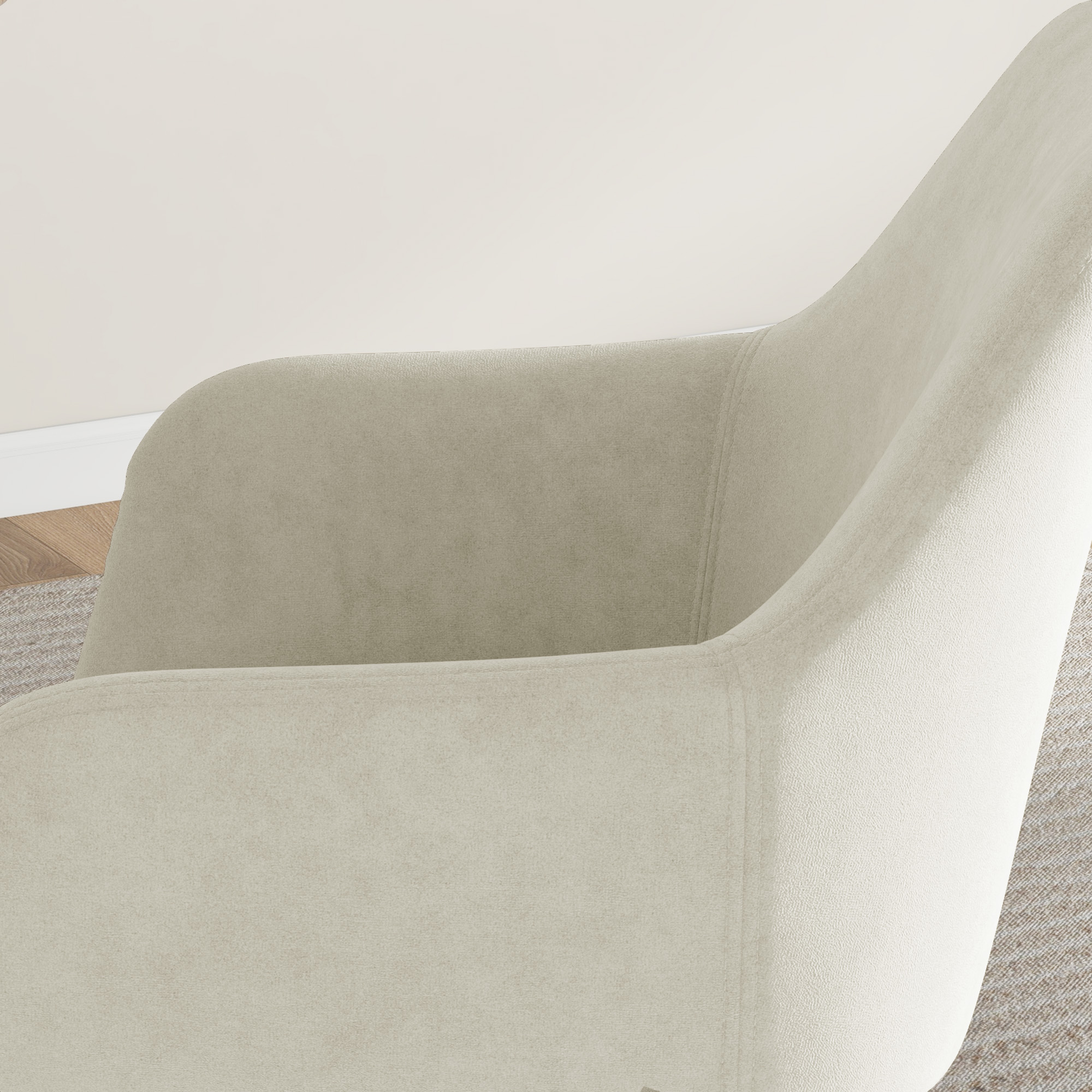  Set 2 Scaune de Dining Tapitate in Stil Nordic cu Brate si Picioare din Otel, 54x57x80 cm, Alb Crem [8]