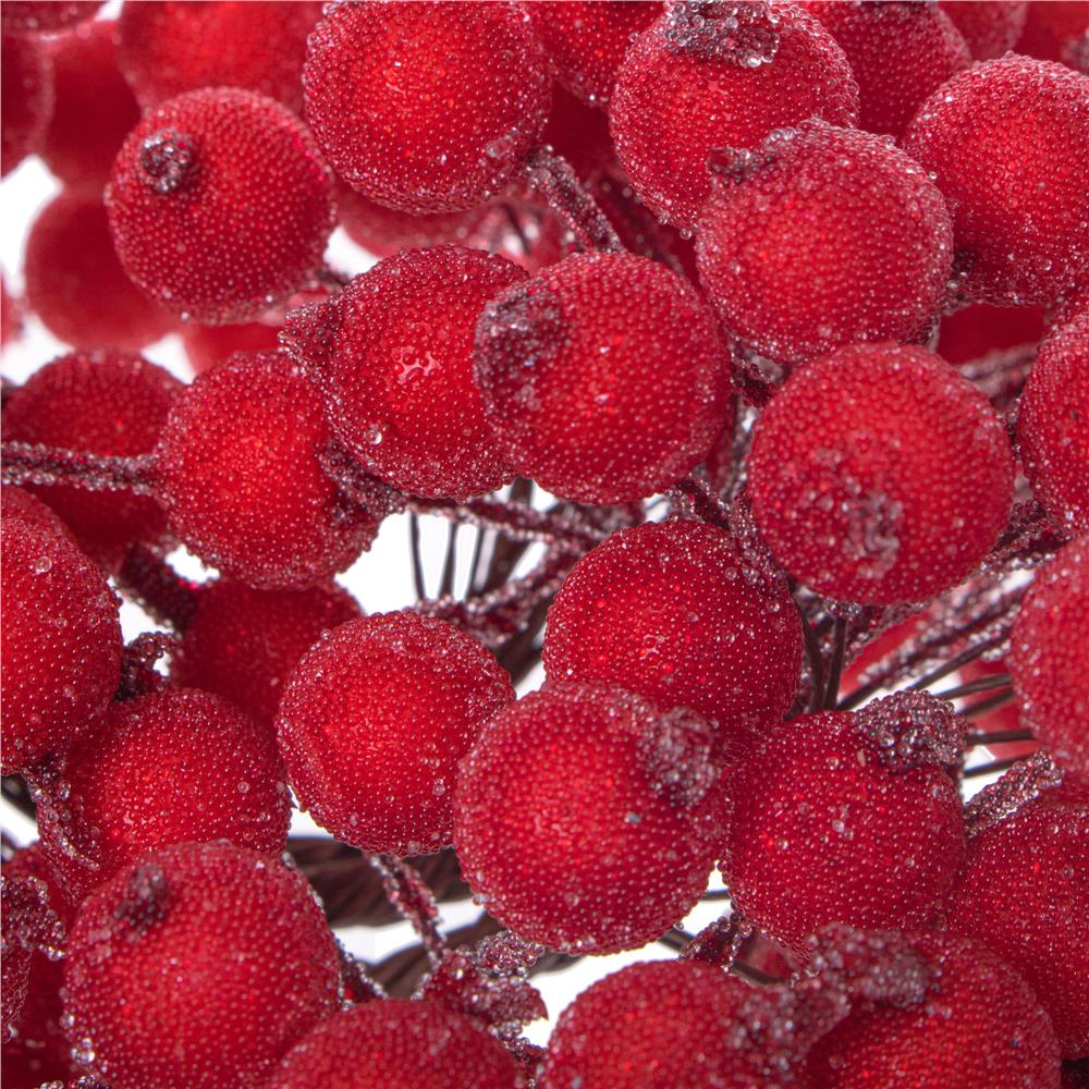 Set decorativ ramuri cu merisoare rosii artificiale inghetate, 15 cm, 200 boabe, rosu [3]