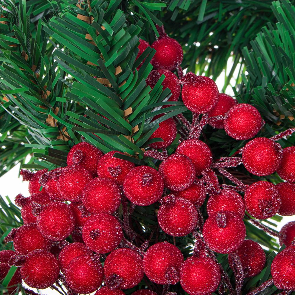 Set decorativ ramuri cu merisoare rosii artificiale inghetate, 15 cm, 200 boabe, rosu [5]