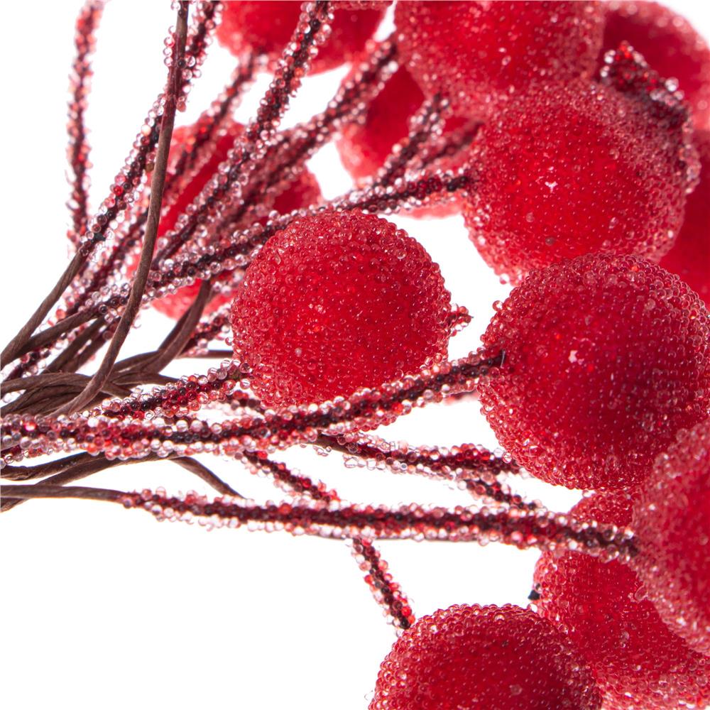 Set decorativ ramuri cu merisoare rosii artificiale inghetate, 15 cm, 200 boabe, rosu [6]