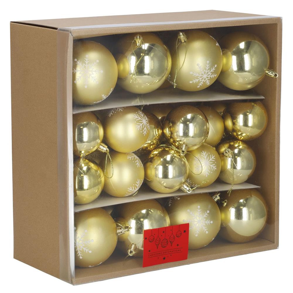 Globuri - Set globuri Craciun 36 bucati, diverse modele, diametru 6-8 cm, auriu