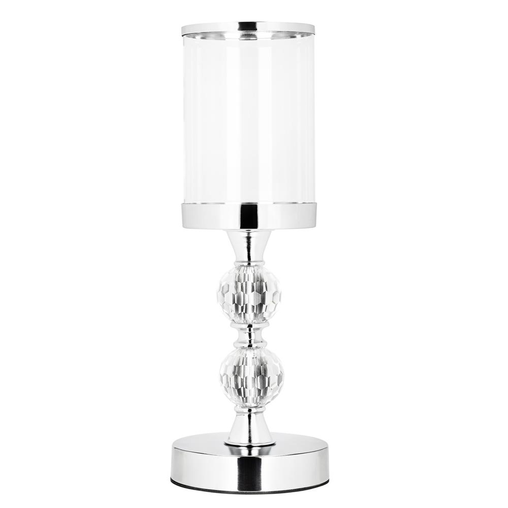 Set 3 sfesnice metalice cu glob cristal si abajur sticla, 28-41 cm, argintiu [6]