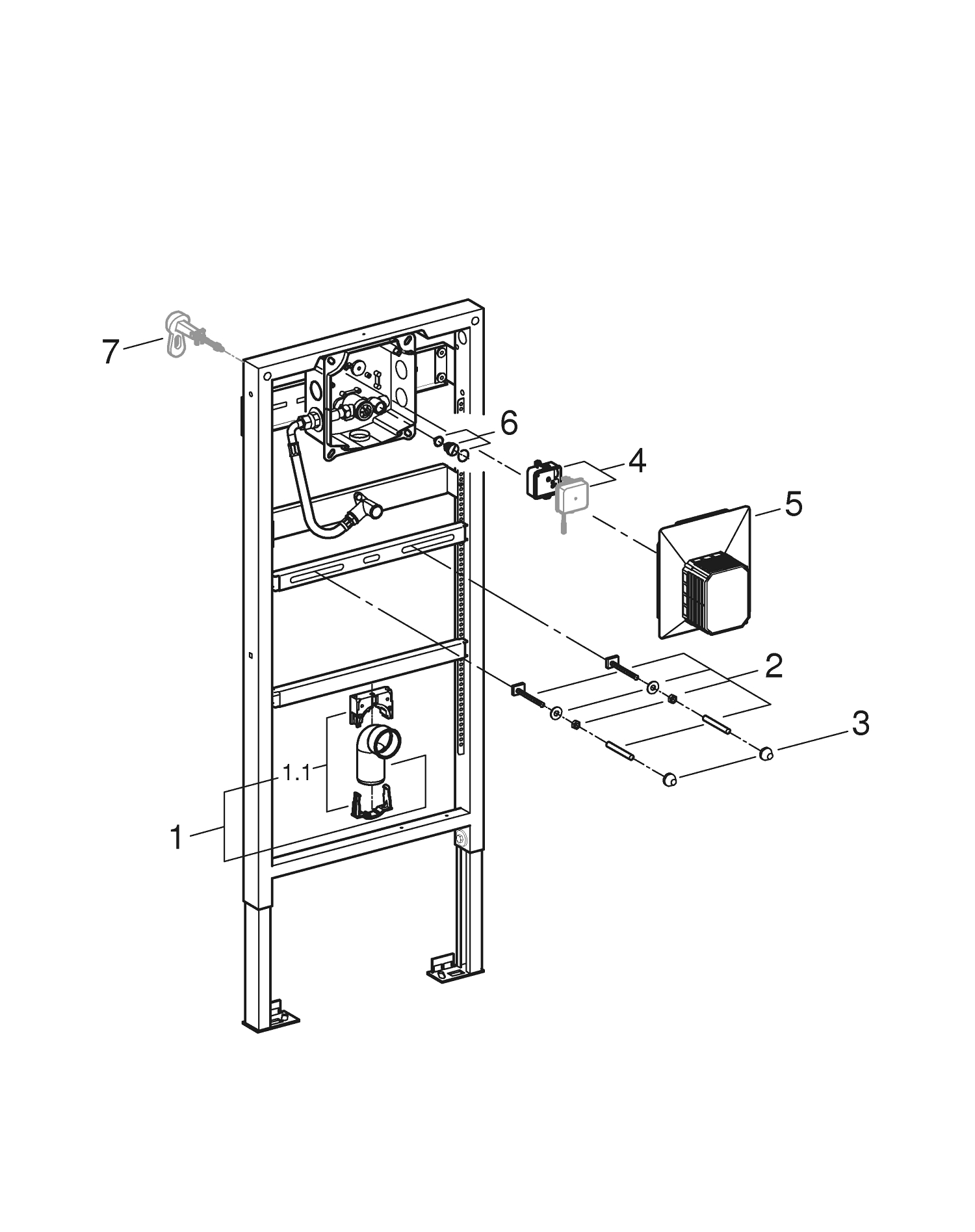 Cadru pisor Grohe 38786001, pisoar Rapid SL, tip instalare incastrat, design modern, fixare sigura [4]