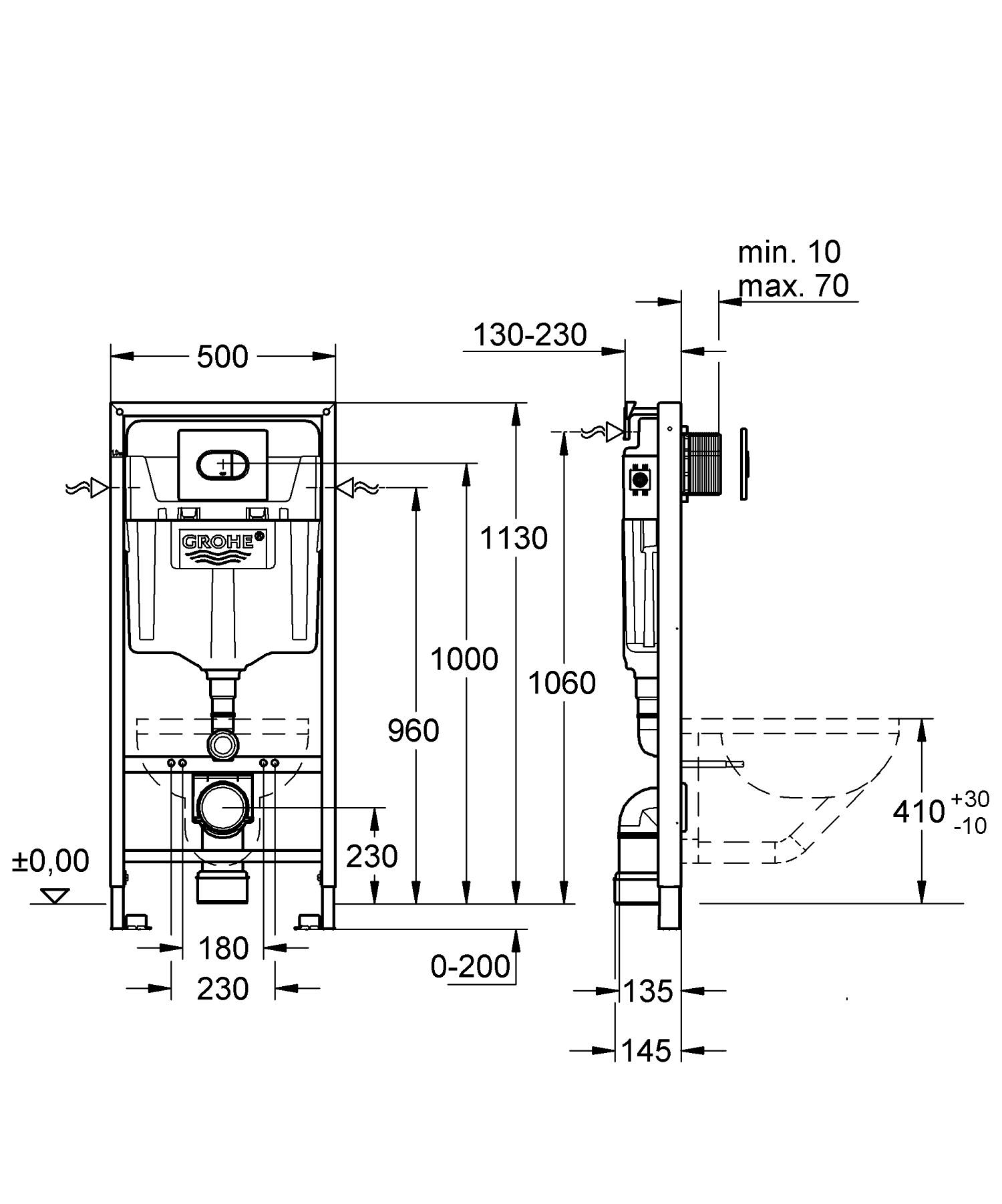 Set rezervor Grohe 38981000, Cadru Rapid SL, tip instalare incastrat, tip placare uscata, numar moduri spalare 2 [2]