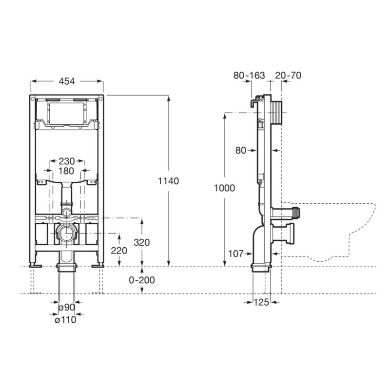 Rezervor Roca A890060020, Cadru Wall Active One, tip instalare incastrat, tip placare uscata, numar moduri spalare 2 [1]