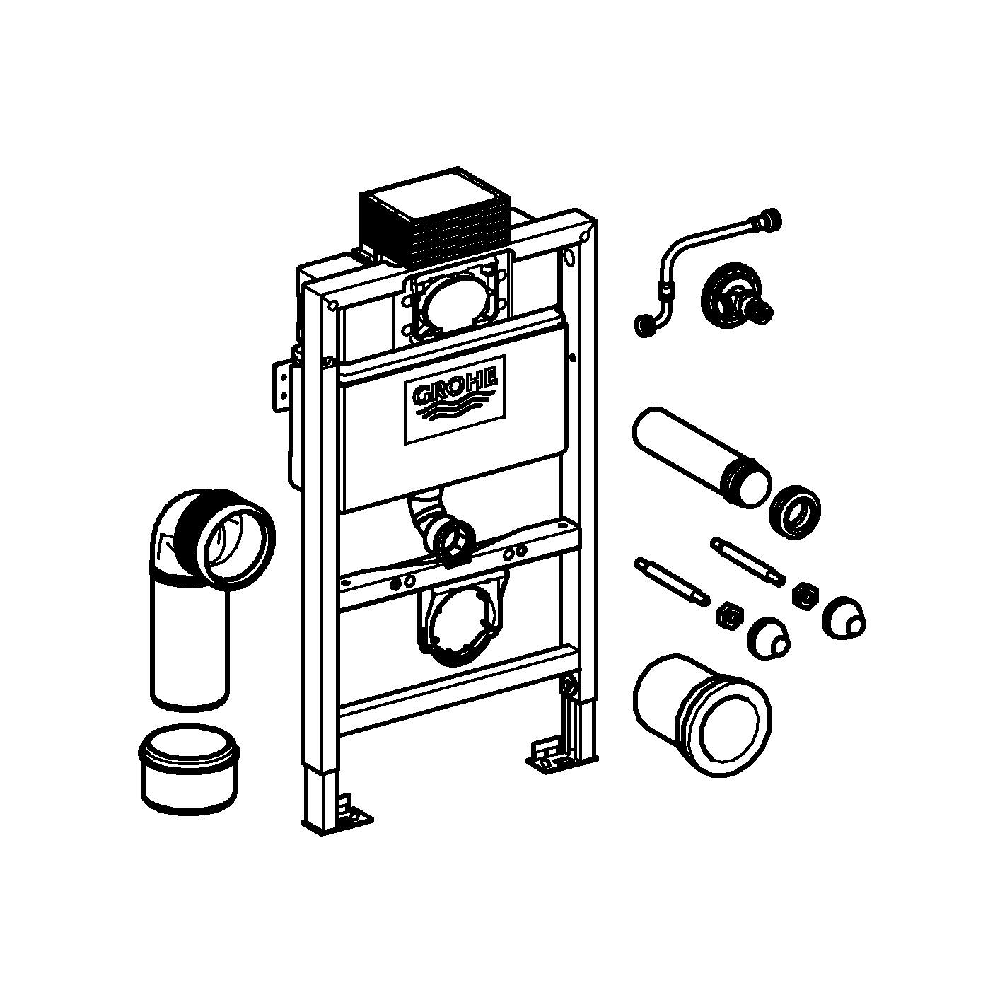 Rezervor Grohe 38526000, Cadru suspendat Rapid SL, tip instalare incastrat, tip placare uscata, numar moduri spalare 2 [6]