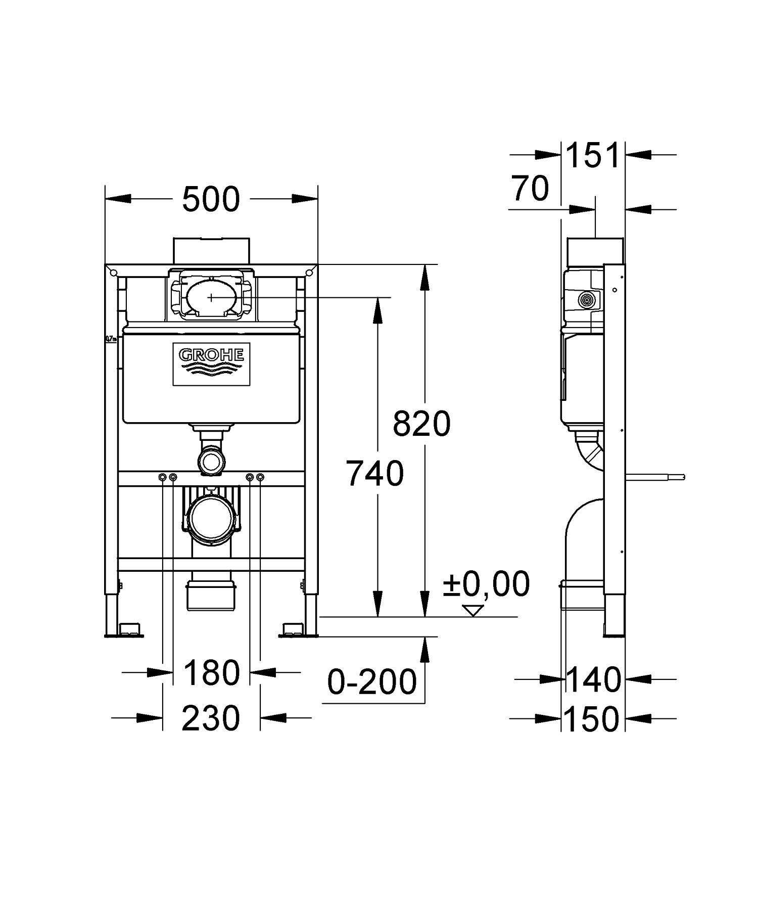 Rezervor Grohe 38526000, Cadru suspendat Rapid SL, tip instalare incastrat, tip placare uscata, numar moduri spalare 2 [4]