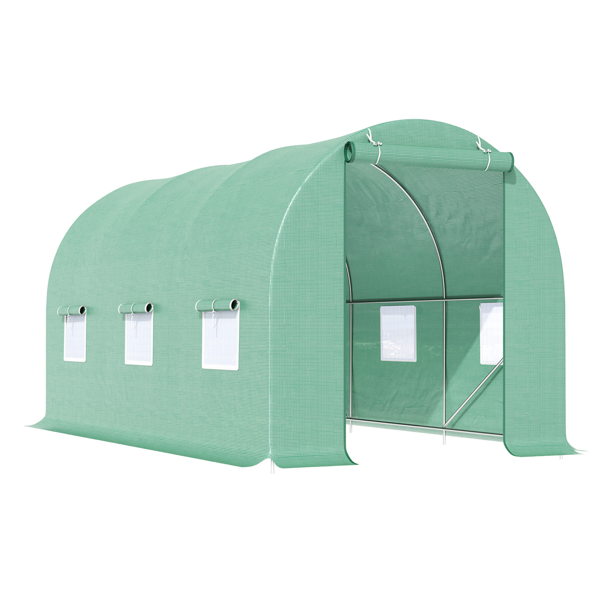 Gradina & balcon -  Sera cu Acoperis Rotunjit din PE, 4,5x2x2 m, Verde
