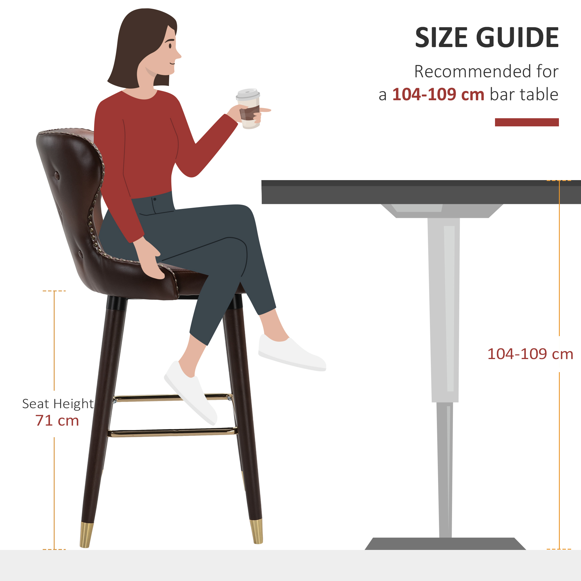  Set 2 scaune bar, stil industrial,  52x53x101cm, maro [6]