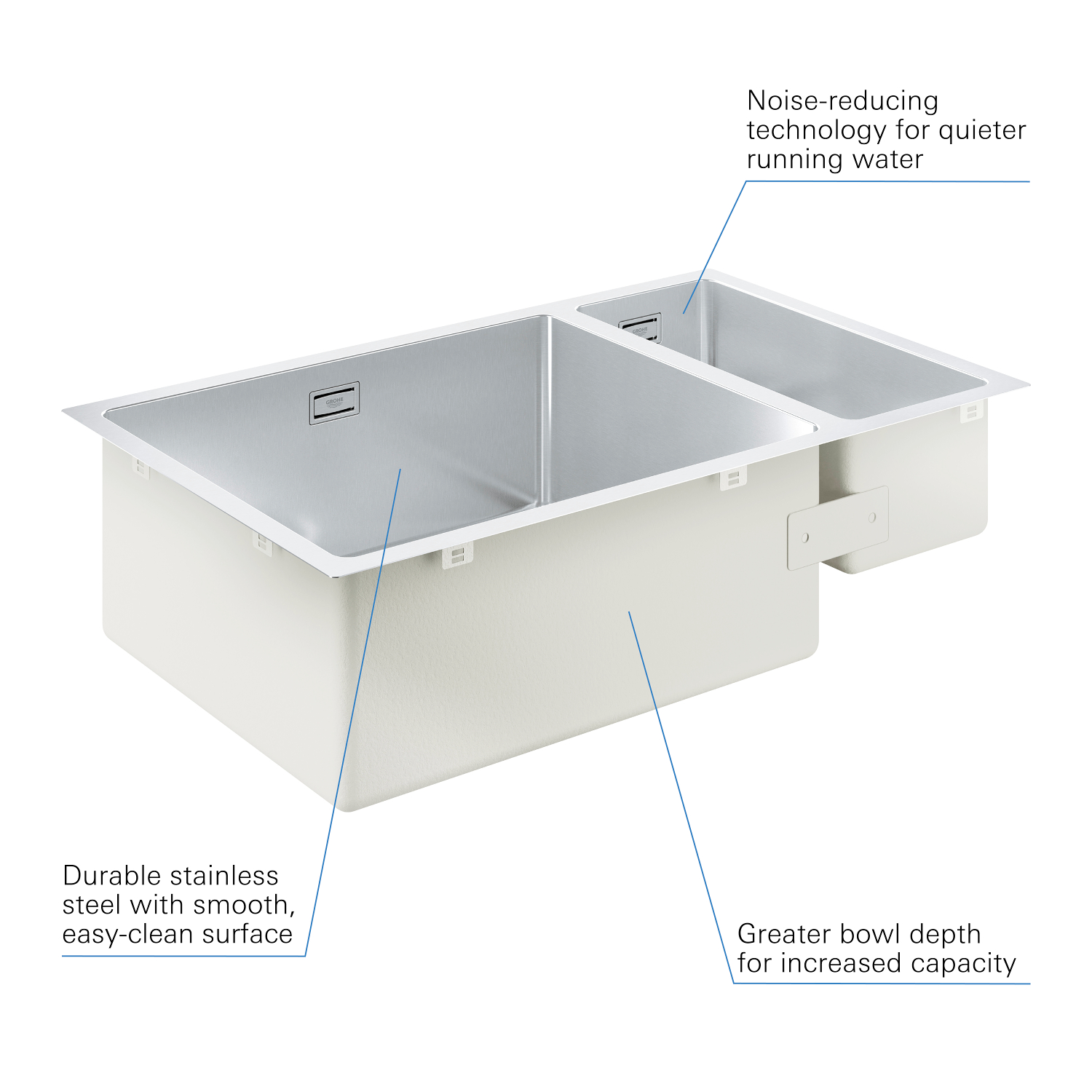Chiuveta bucatarie Grohe 31575SD1, bucatarie K700, montaj pe blat, sub blat, in blat, tip incastrare stanga, crom [2]