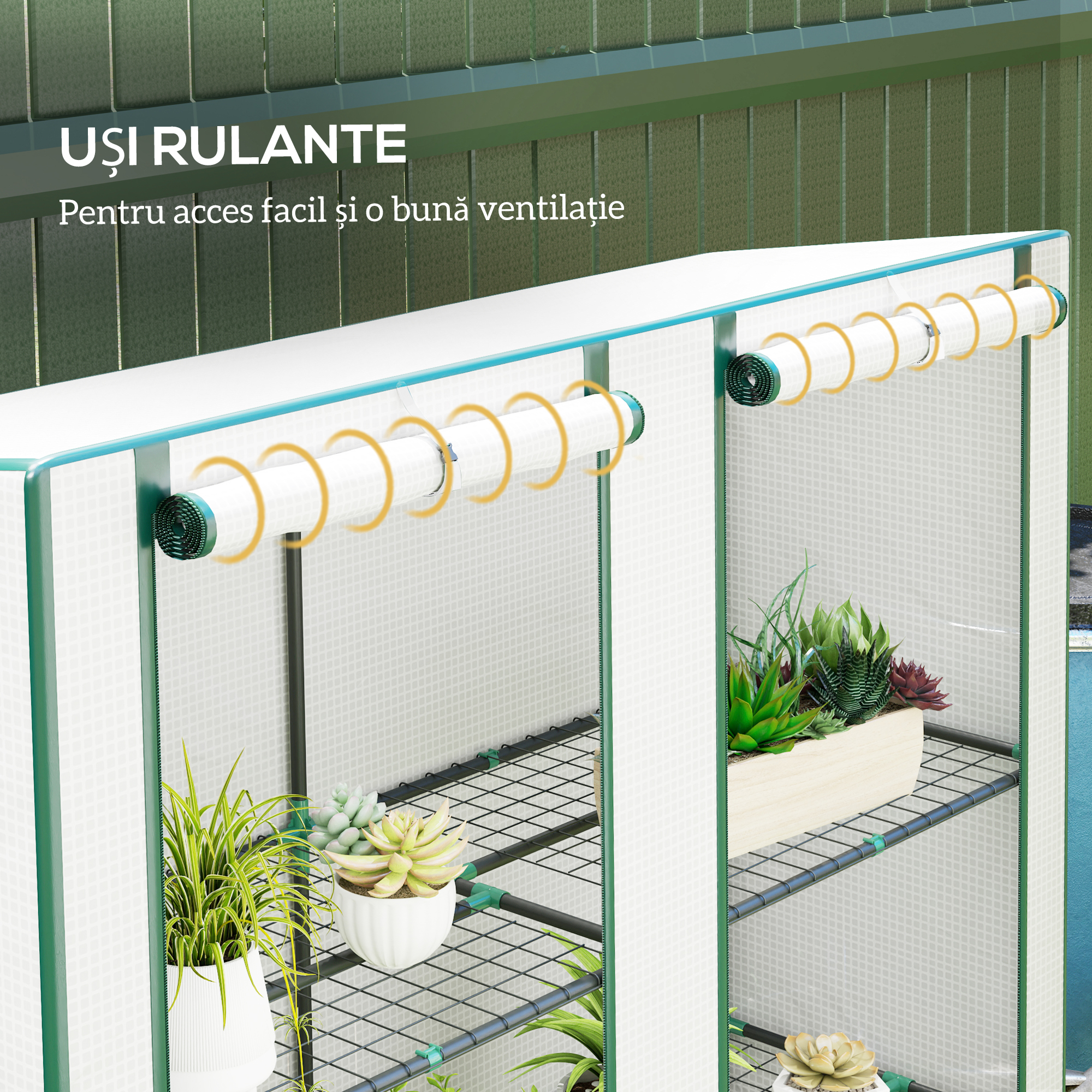  Sera Aplicata, din PE Consolidata,, 144 x 48 x 152 cm, Alb [5]