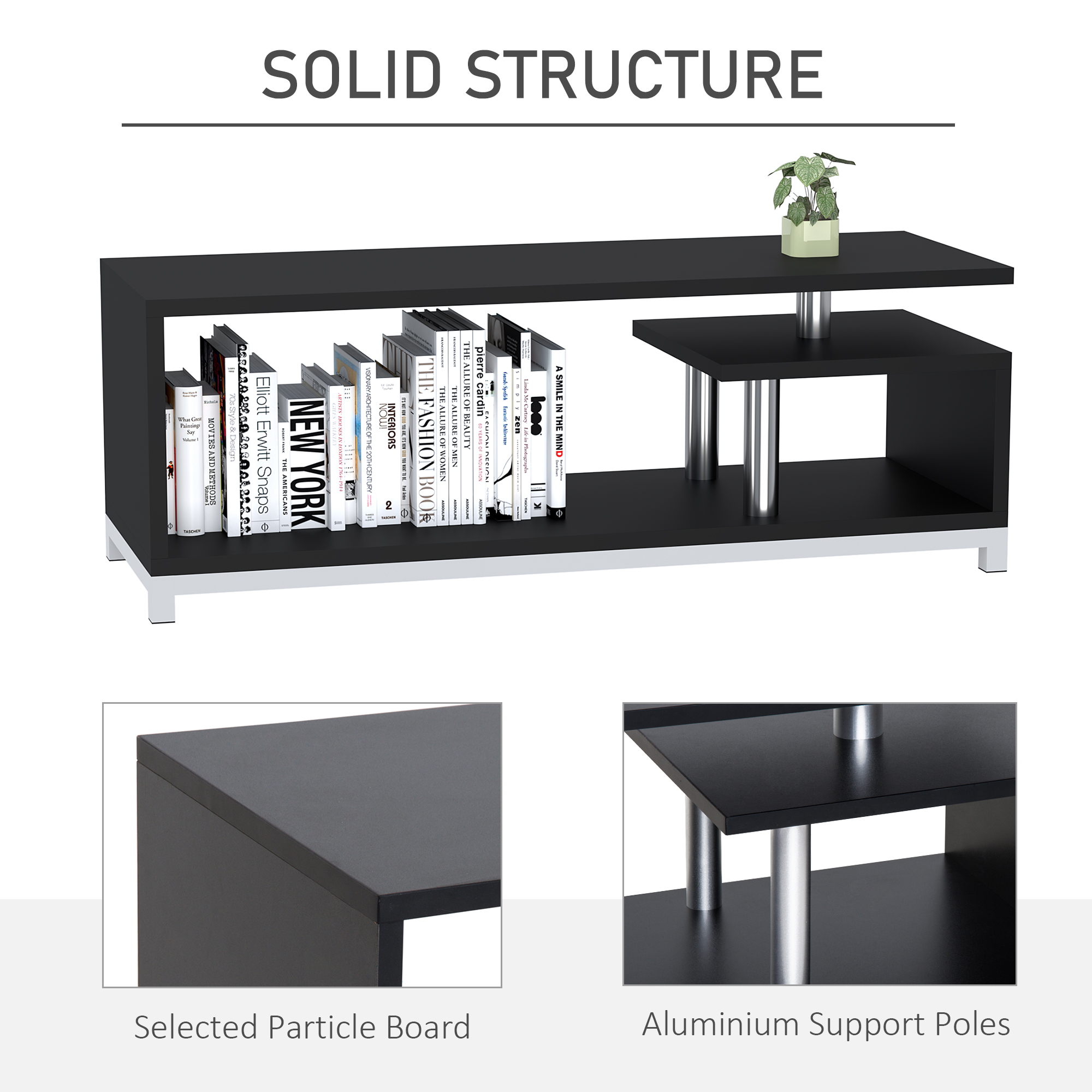  Mobilier TV din Lemn, Negru, 114x40x40.5cm [3]