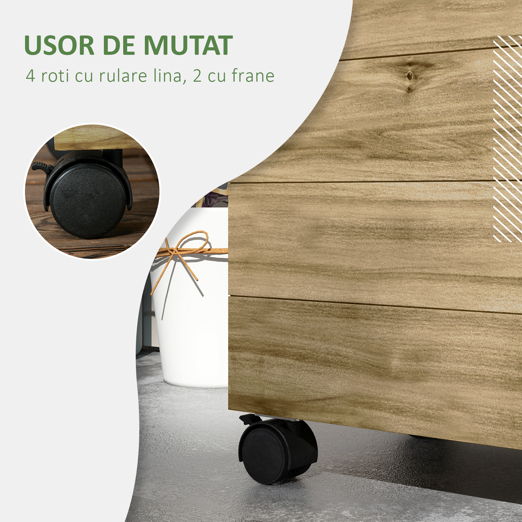  Jardiniera inaltata verticala cu 4 roti si suport pentru plantele cataratoare, din  lemn de brad, 76x30x155cm, alb [7]