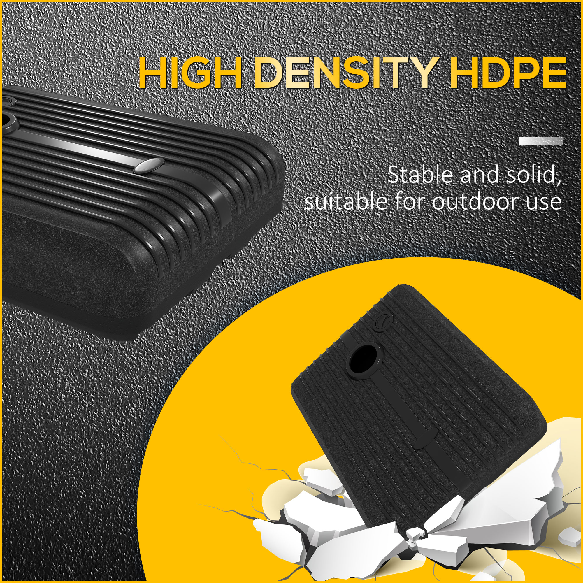 Baza  pentru Umbrela de Gradina Umpluta cu Apa si Nisip 70-90 kg, Roti si Maner din HDPE, 80x60 cm, Negru [5]