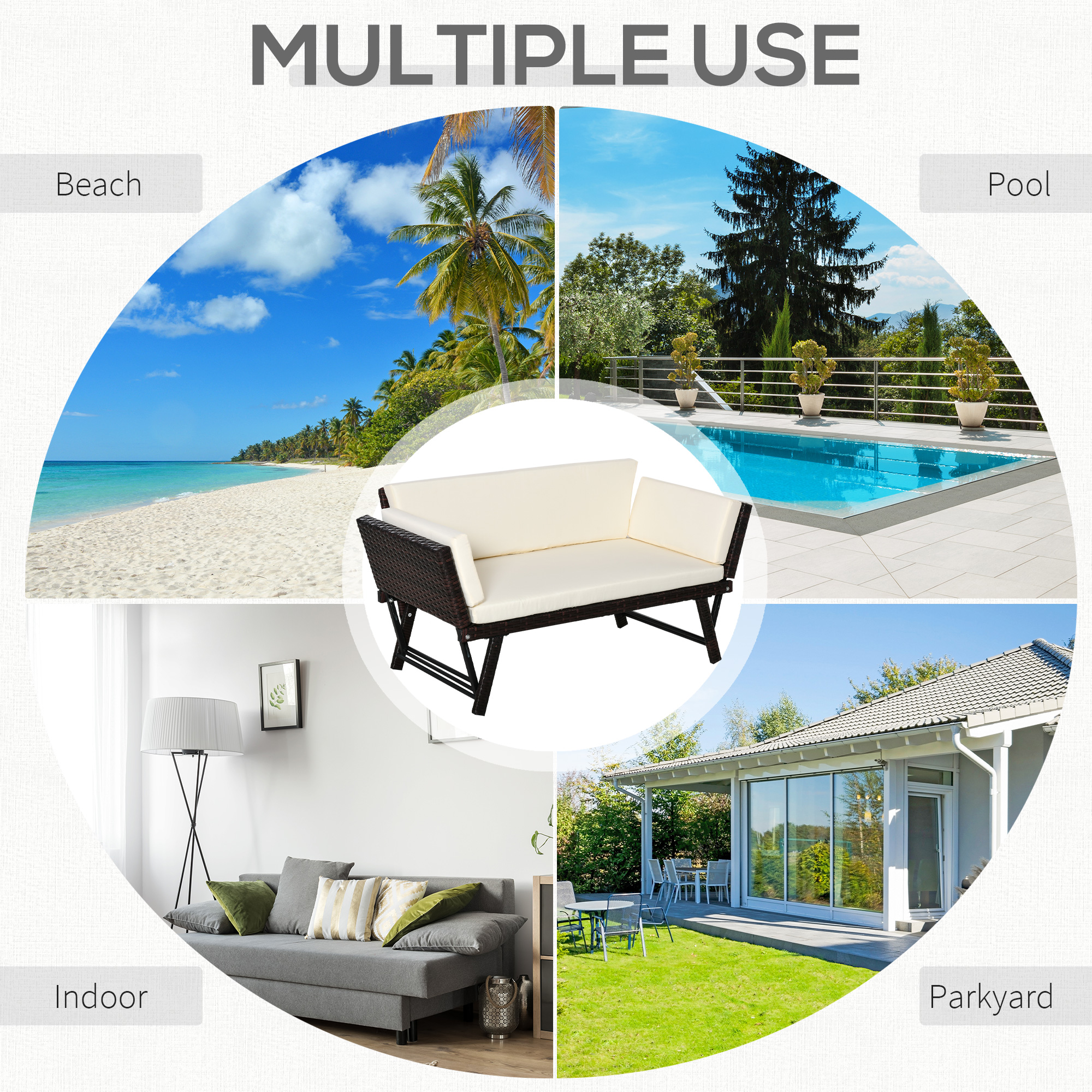  canapea/sezlong gradina 2 locuri, 129x66x67cm, alb [7]