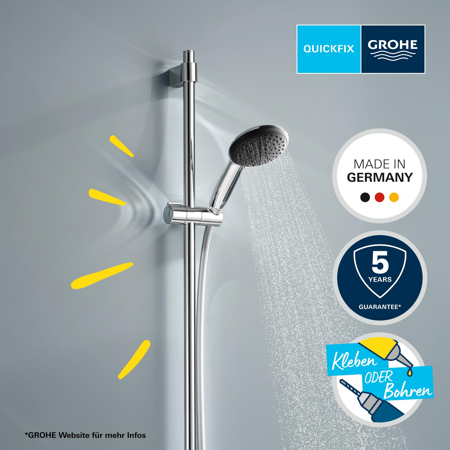Coloana de dus Grohe 26956001, Vitalio 110, montaj aparent, numar functii para dus 3, lungime furtun m 1.75, crom [12]