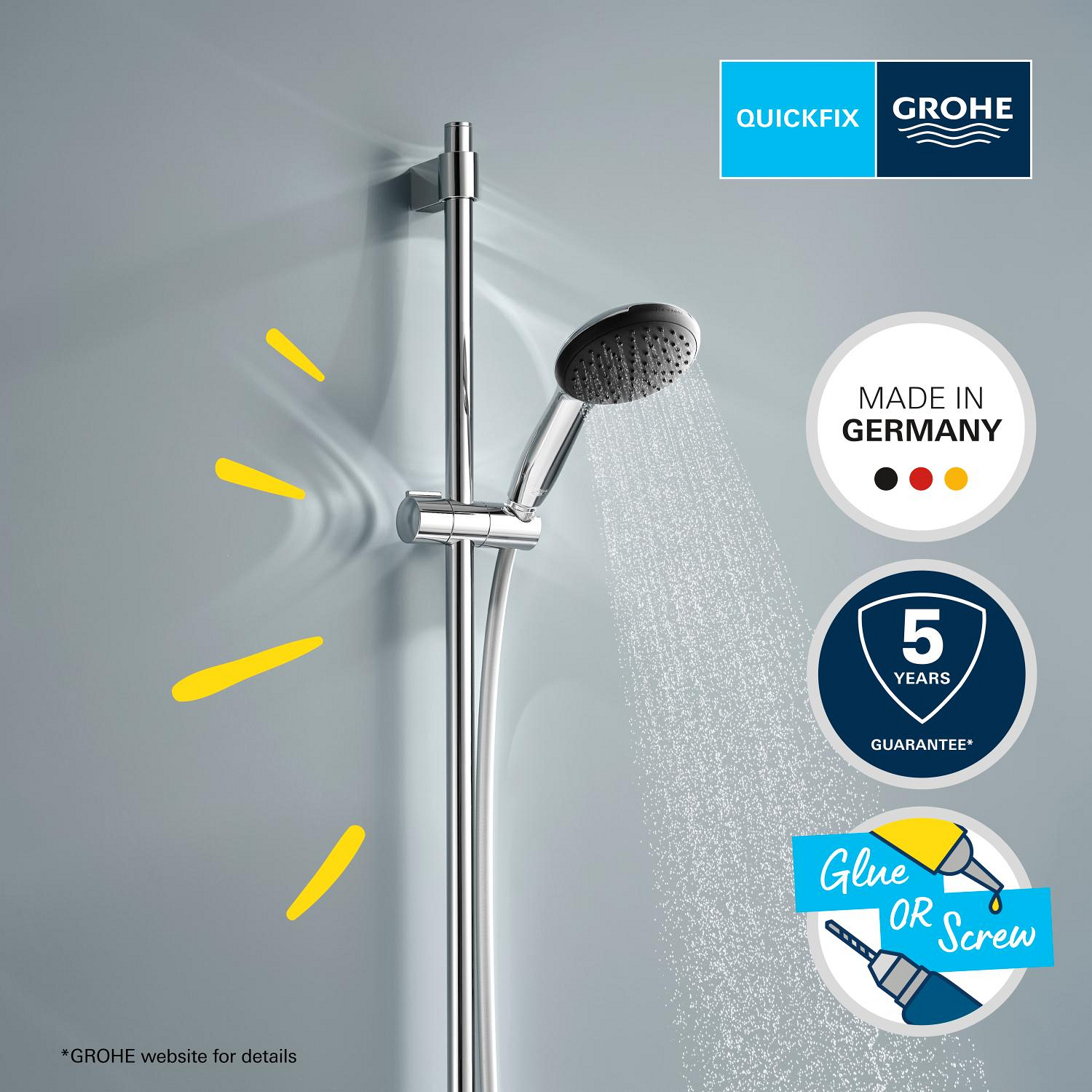 Coloana de dus Grohe 26956001, Vitalio 110, montaj aparent, numar functii para dus 3, lungime furtun m 1.75, crom [13]
