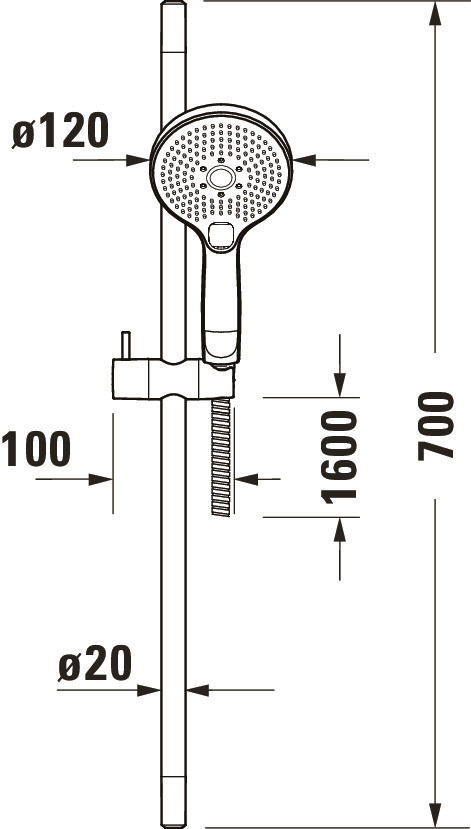 Coloana de dus Duravit UV0680003010, dus, montaj aparent, numar functii para dus 3, lungime furtun m 1.6, crom [5]