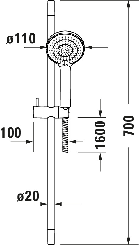 Coloana de dus Duravit UV0680002046, dus, montaj aparent, numar functii para dus 3, lungime furtun m 1.6, negru [1]