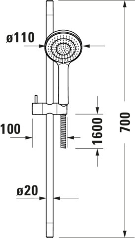 Coloana de dus Duravit UV0680002010, dus, montaj aparent, numar functii para dus 3, lungime furtun m 1.6, crom [4]