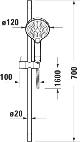 Coloana de dus Duravit UV0680003046, dus, montaj aparent, numar functii para dus 3, lungime furtun m 1.6, negru [1]