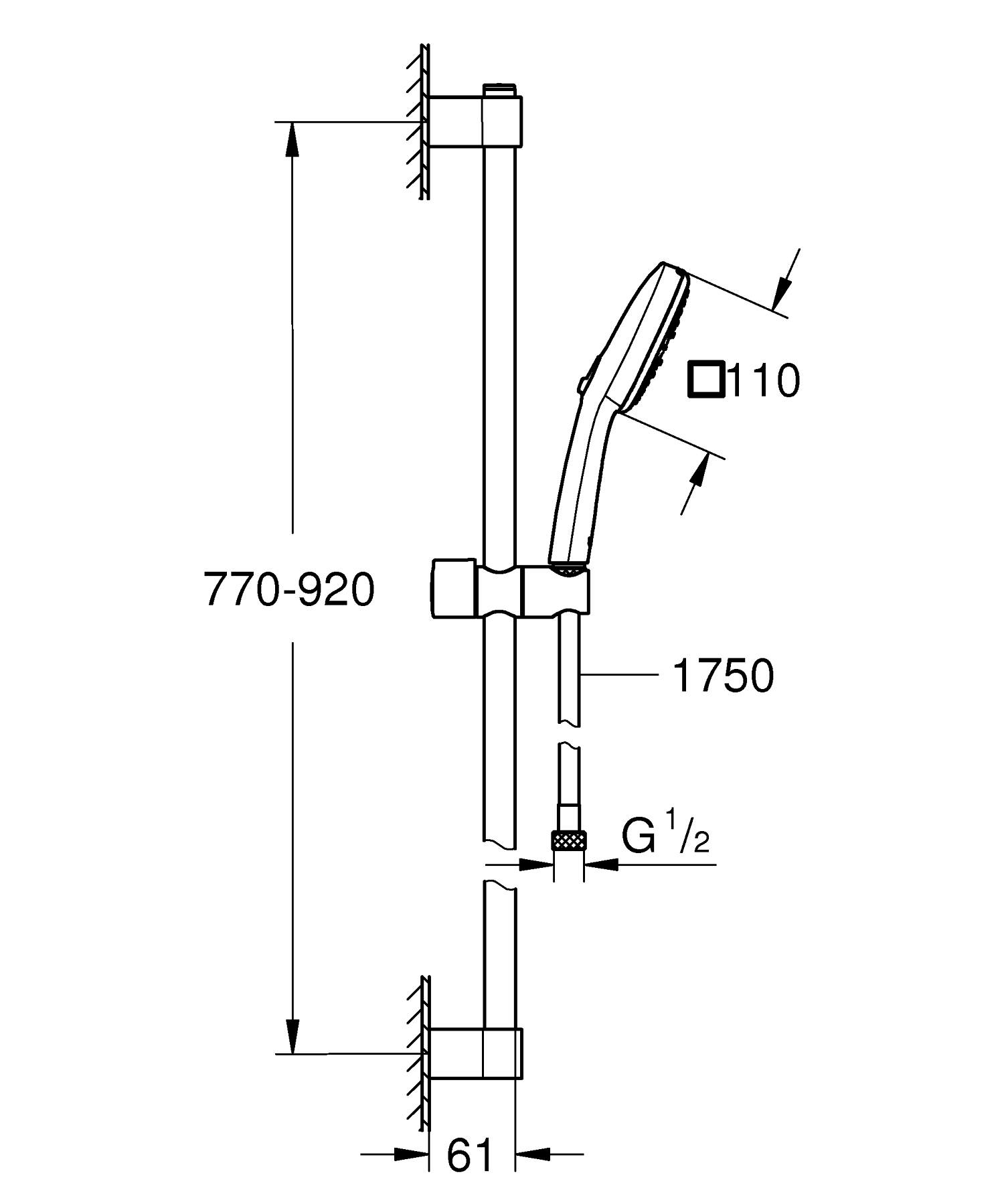 Coloana de dus Grohe 27789003, dus Tempesta Cube 110, montaj aparent, numar functii para dus 3, crom [6]