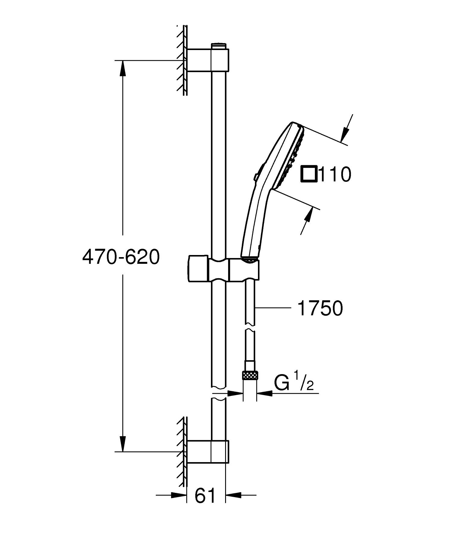 Coloana de dus Grohe 26748003, dus Tempesta Cube 110, montaj aparent, numar functii para dus 2, crom [6]
