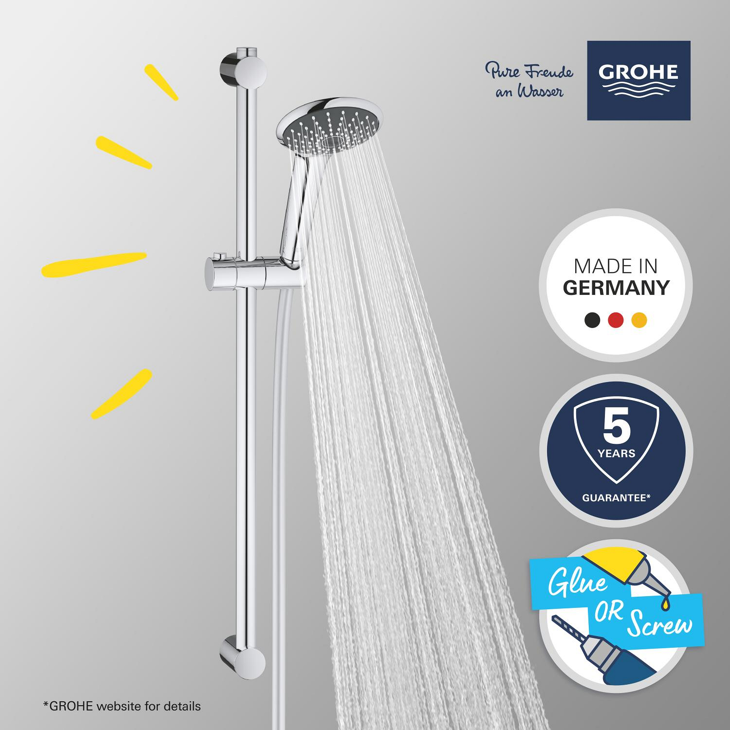 Coloana de dus Grohe 27322000, dus Vitalio Joy, montaj aparent, lungime furtun m 1.75, diametru 110 mm, crom [7]