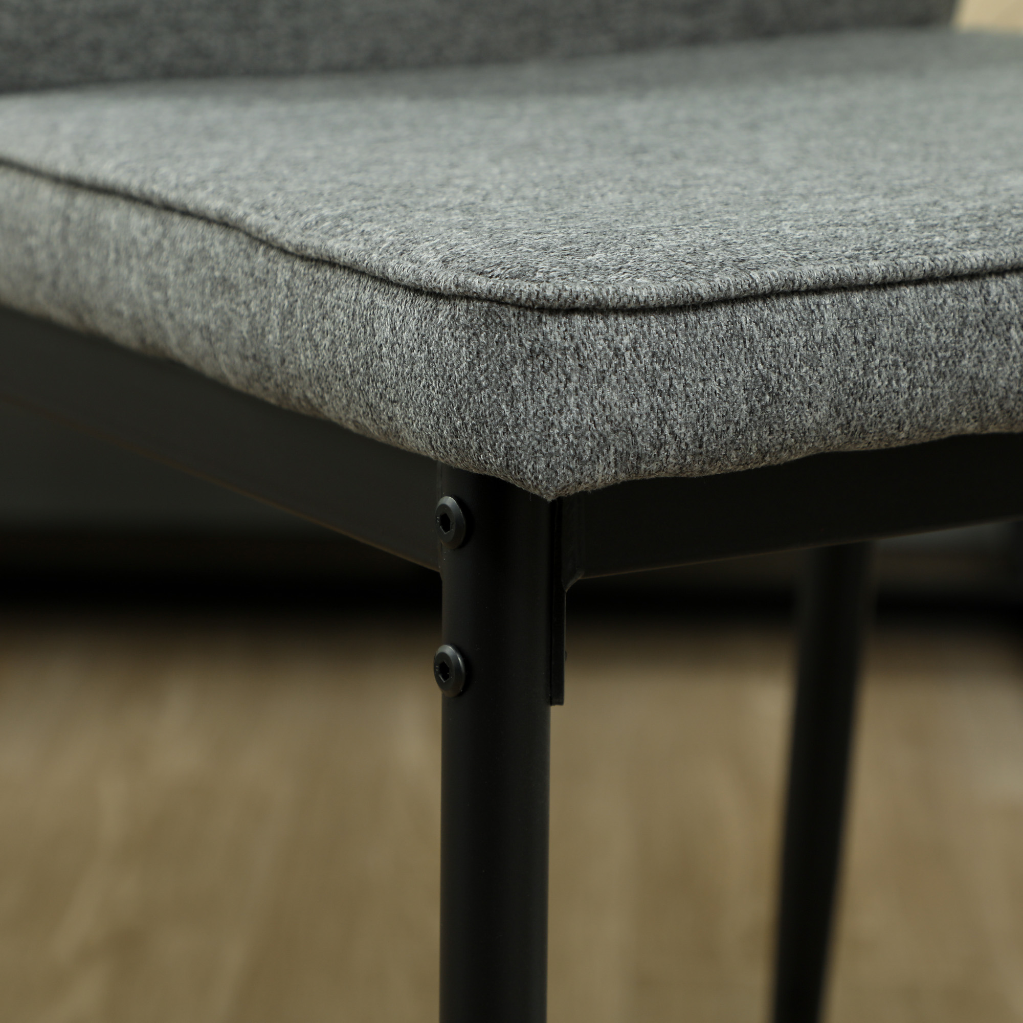 Set  2 Scaune de Luat Masa Tapitate in Catifea cu Spatar Ergonomic Fara Brate, Gri [7]