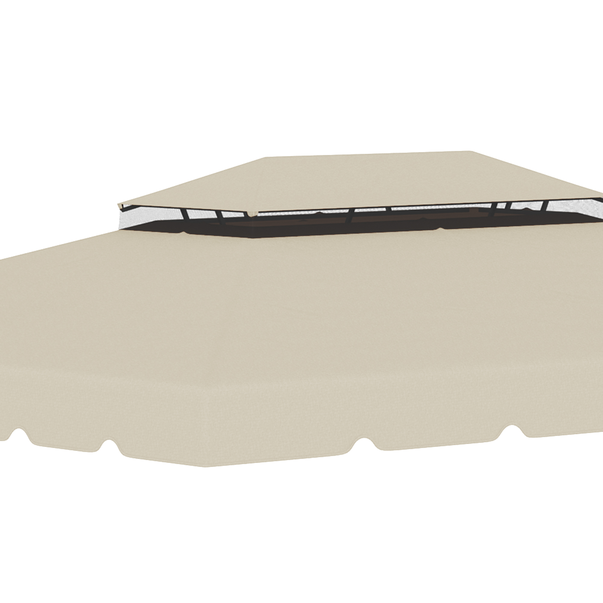 Copertina de schimb pentru foisor de gradina cu acoperis cu 2 niveluri, capac din poliester pentru foisor de 3x4m, bej [7]