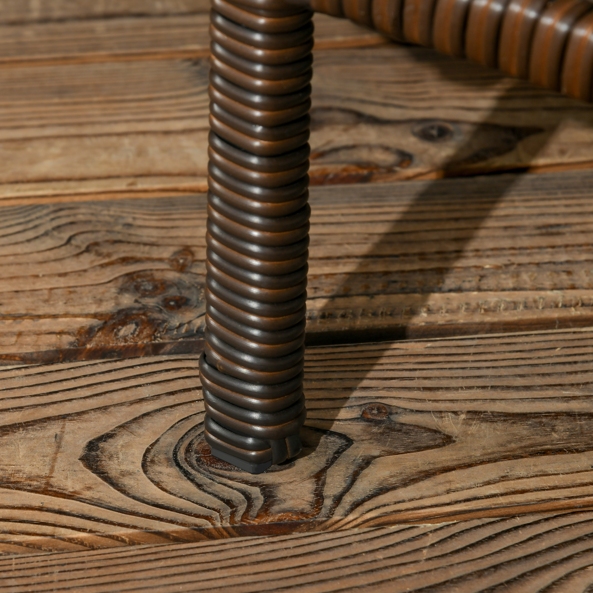  Set de Gradina din Ratan cu 2 Scaune Moderne si Masuta de Cafea, 138x60x87 cm, Maro [6]