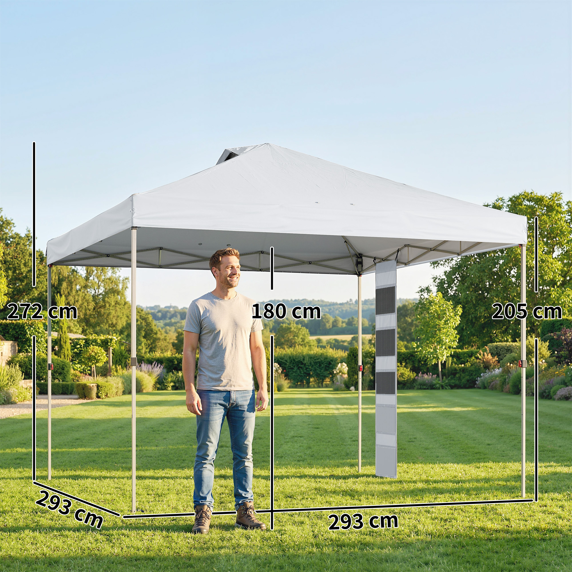  Pavilion 3x3 m Pop-Up cu Buzunare, UPF 50+, cu Saci de Nisip si Geanta cu Roti [2]