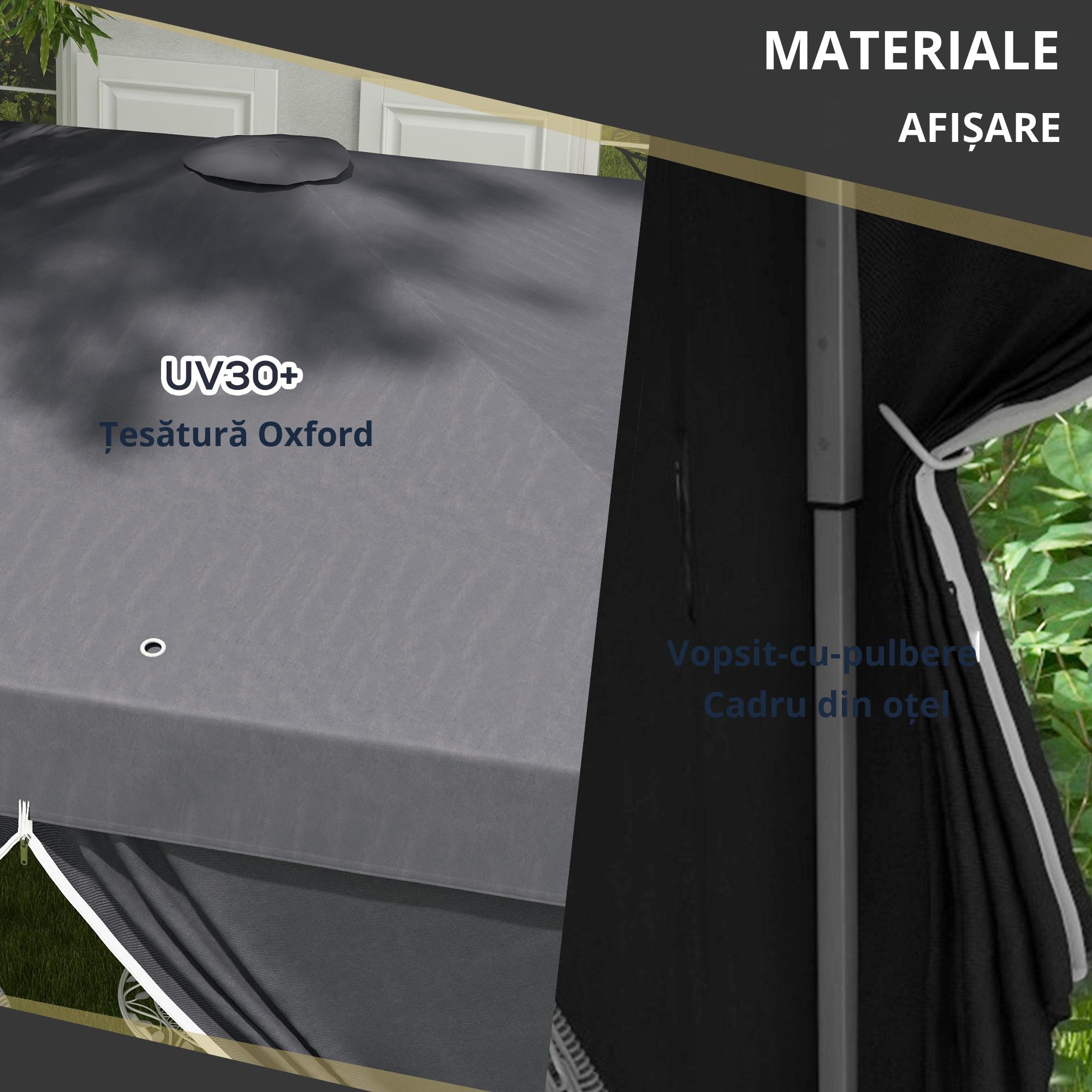  Cort cu Copertina Pliabila de 3x3 m, Adapost pentru Soare Reglabil in inaltime, Geanta de Transport si Saci de Greutate [3]