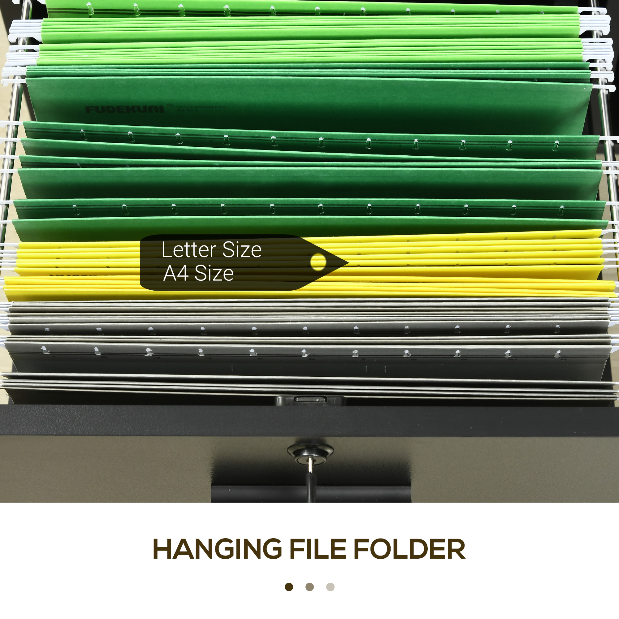  Dulap de Birou cu 2 Sertare pentru Dosare si Rafturi Deschise din PAL, Manere din Otel, Roti cu Blocare, 80x40x66cm, Negru [5]