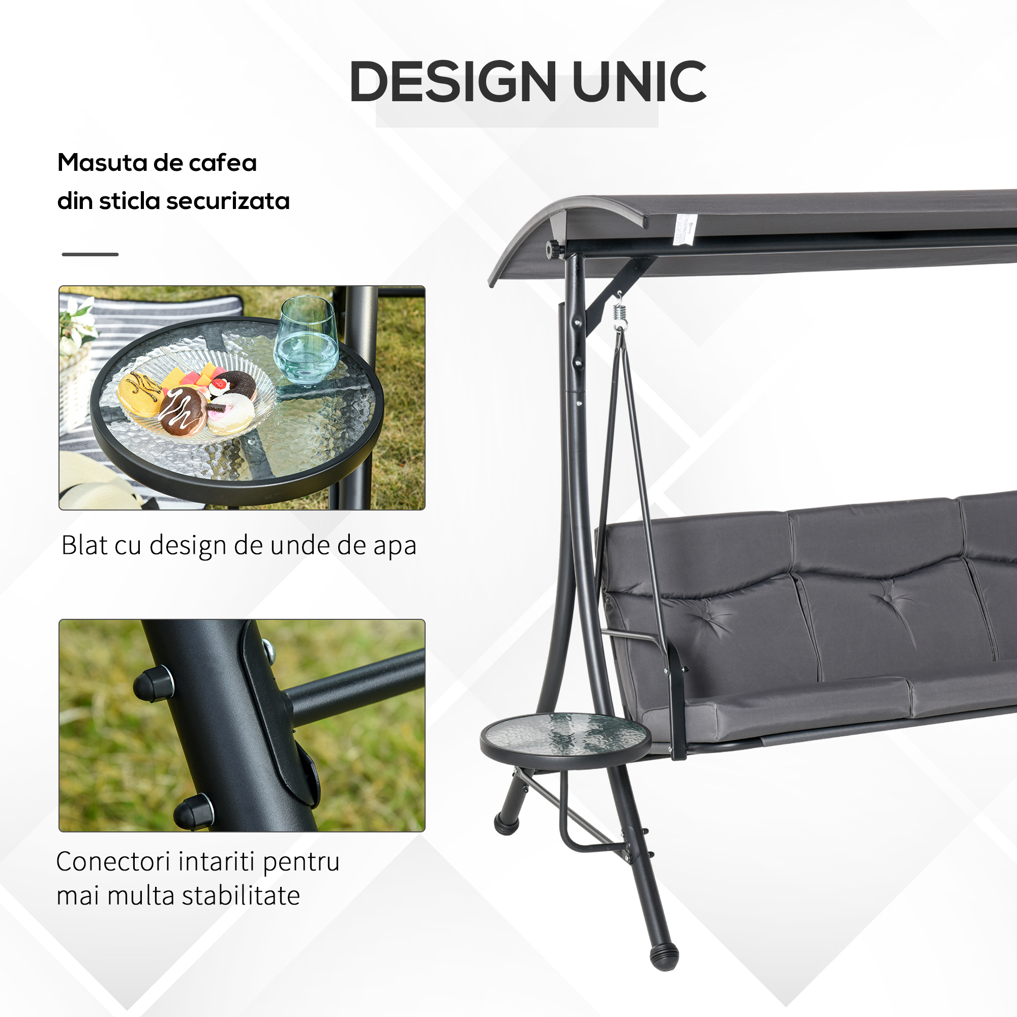  Balansoar cu 3 scaune de gradina sau balcon cu acoperis si 2 mese de cafea [4]