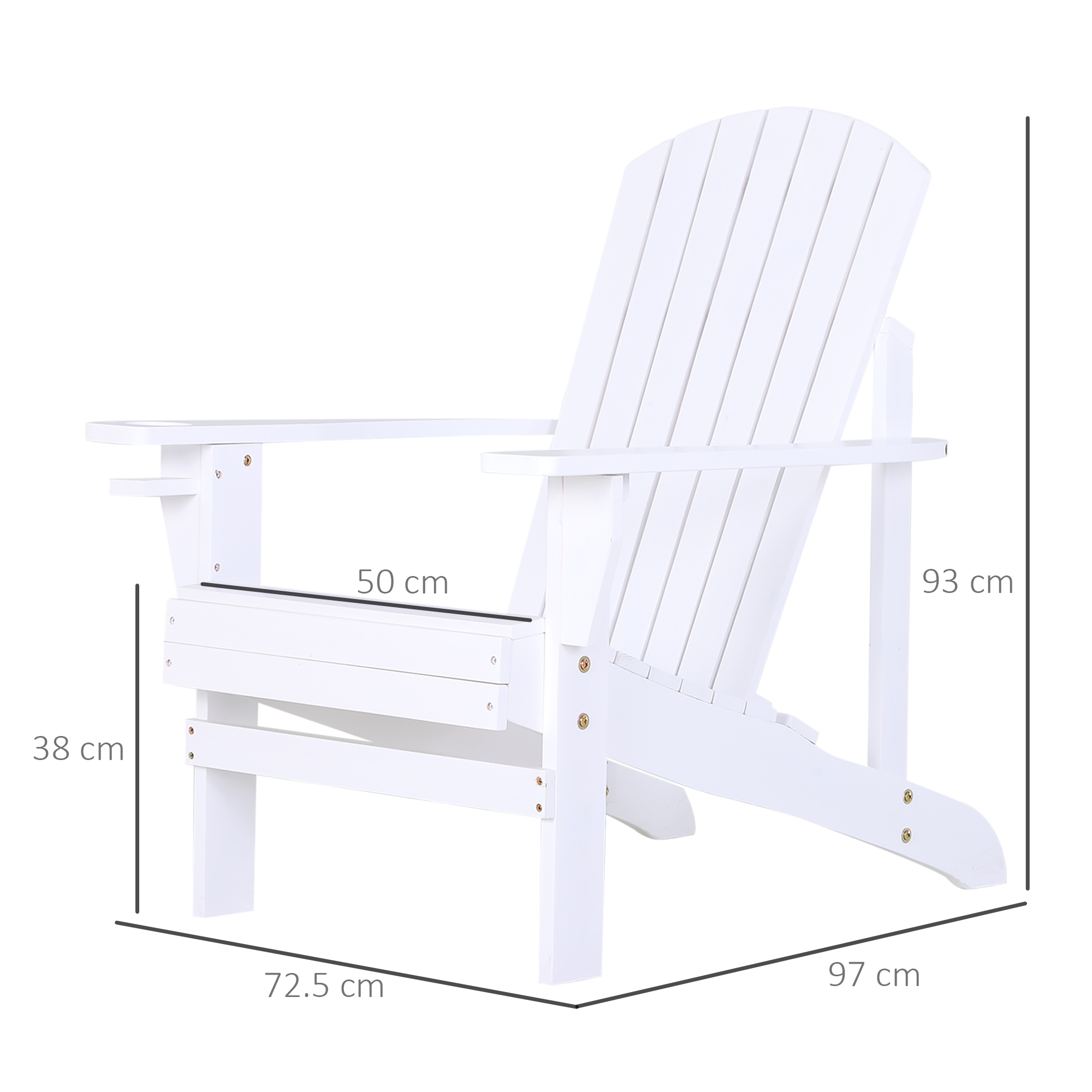  Scaun de Gradina Adirondack din Lemn Alb 97x72.5x93cm [2]