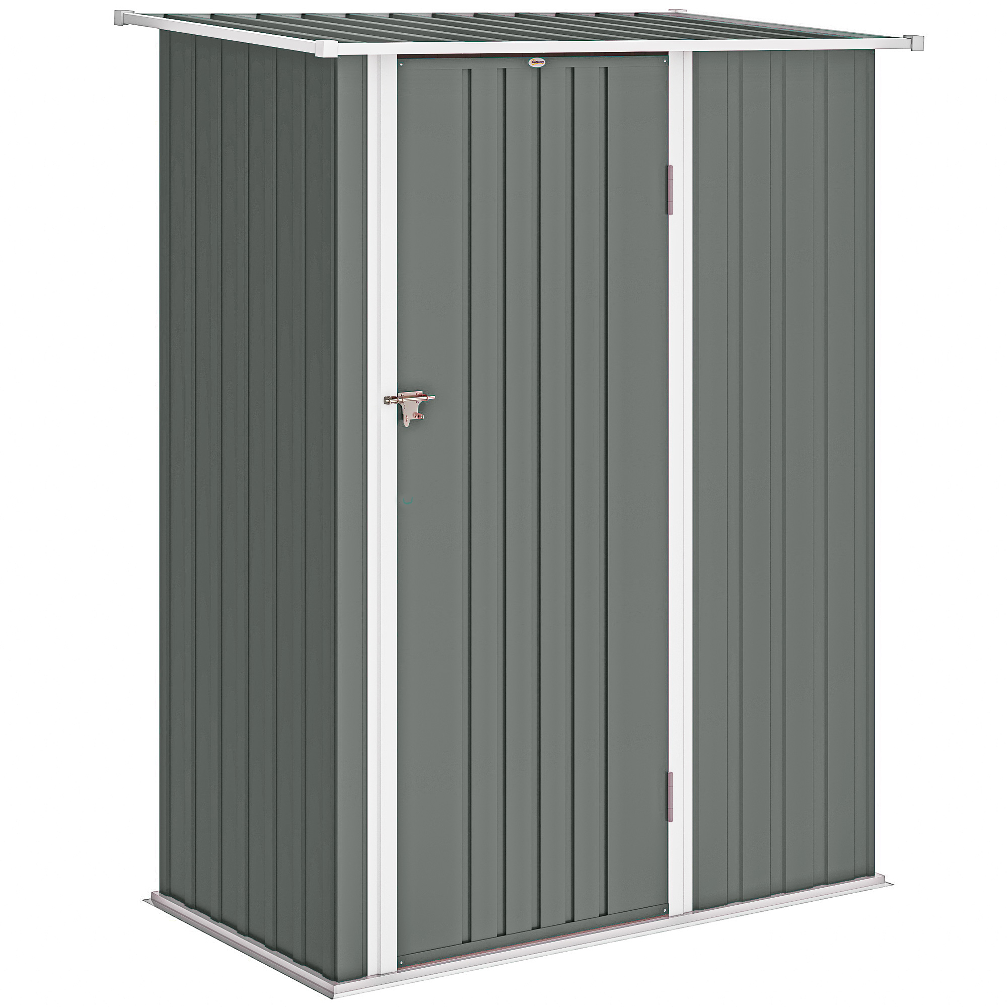 Gradina & balcon -  Casuta de Gradina 1.07m² din Otel Galvanizat, Casuta pentru Depozitare cu Usa Blocabila, Acoperis inclinat, 142x86x189 cm, Gri Deschis