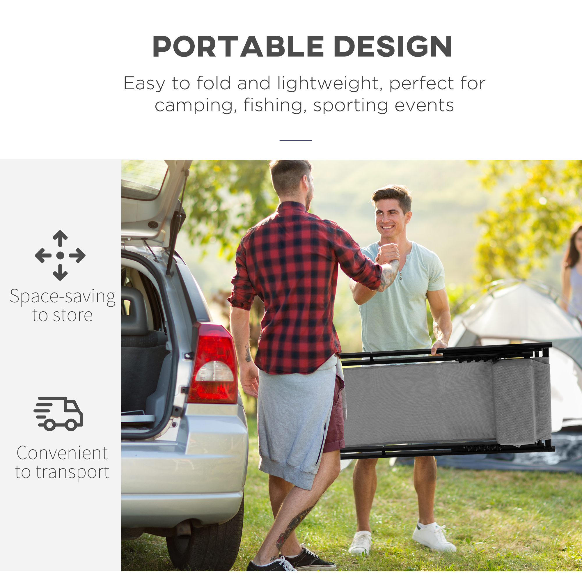  Set 2 Scaune Fotoliu Sezlong pentru Exterior, Pliabile si Rabatabile, din Aluminiu, Gri, 96.5 x 58 x 91.5cm [3]