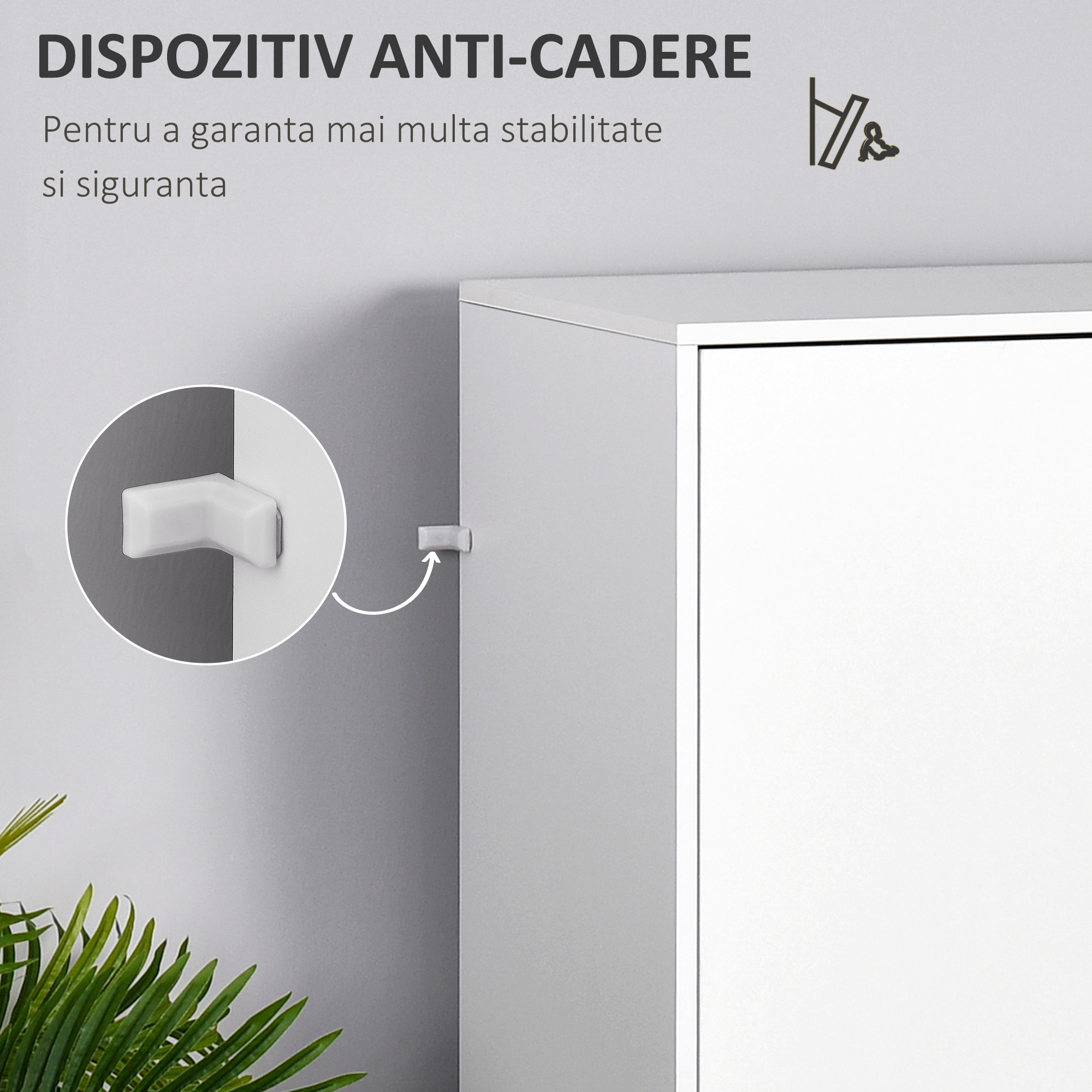  Dulap Elegant 2 Sertare & Raft pentru Haine - Alb [4]