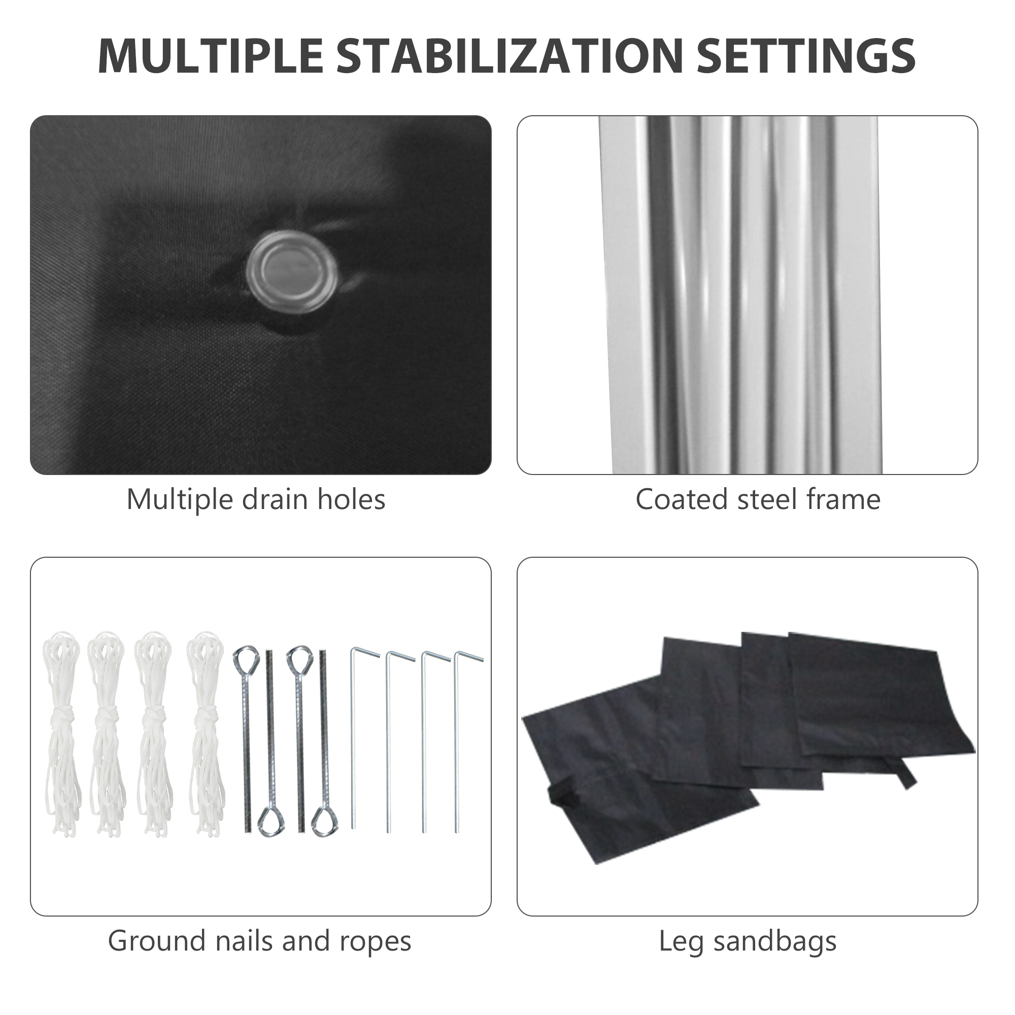  Foisor Pop Up 3 x 3 (M) cu 2 pereti laterali, Saci de greutati pentru picioare si geanta de transport, Cort de petreci pentru evenimente in gradina, curte cu inaltime ajustabila, Negru [6]