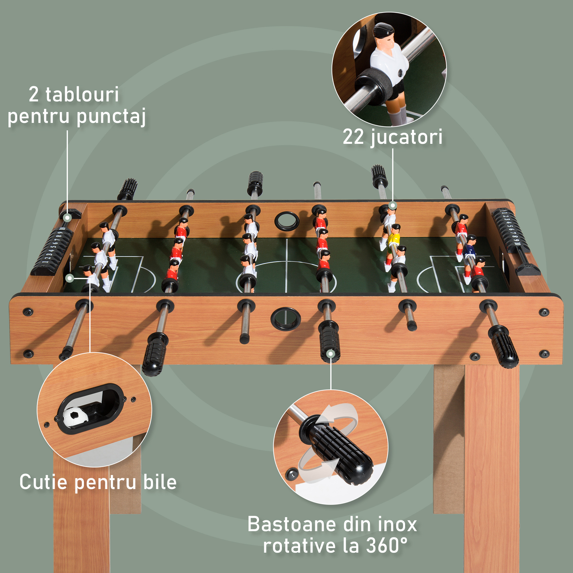  Masa de Foosball Profesionala in Lemn MDF, 87x 4 x78cm [3]