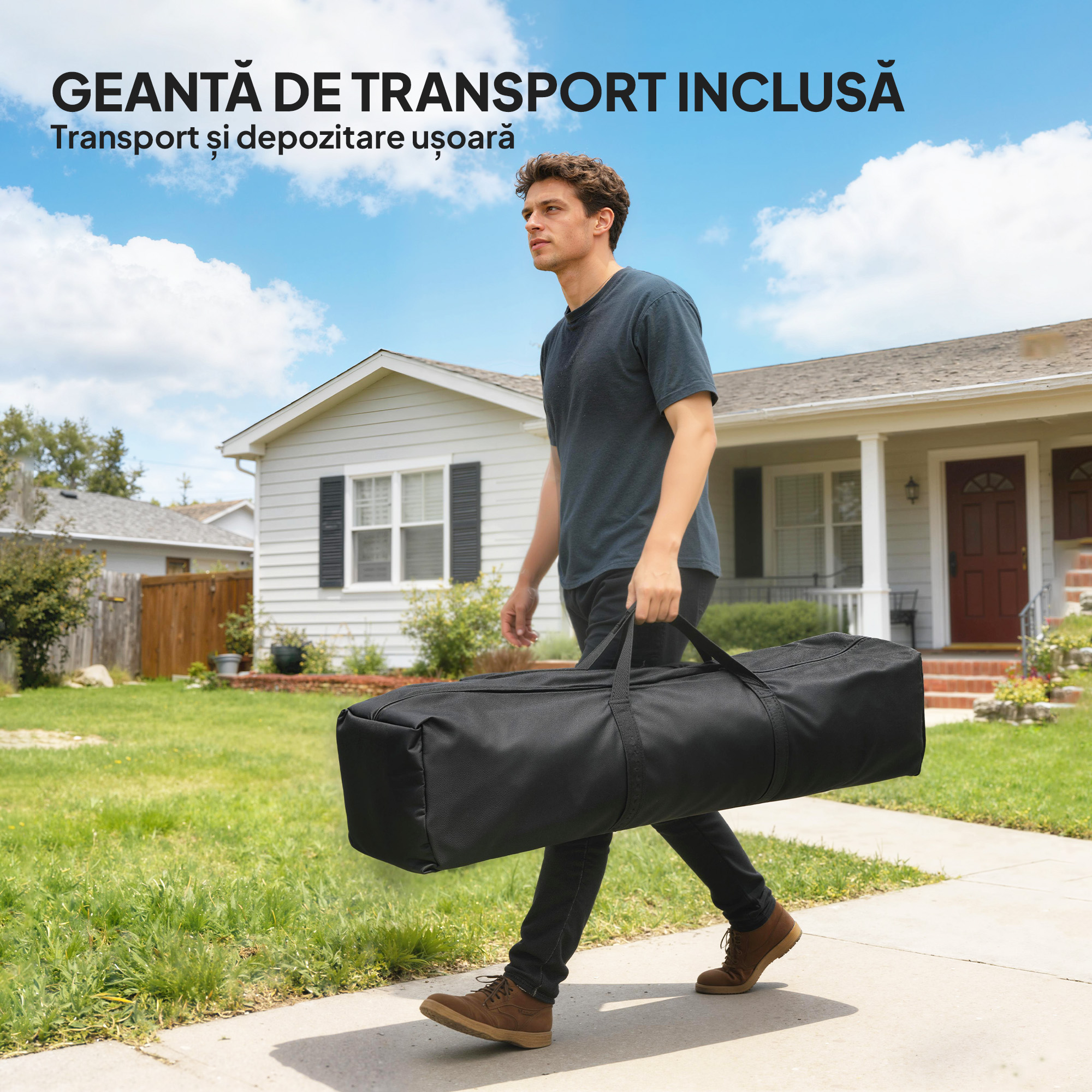  Foisor 3x3 m Pliabil Pop Up cu inaltime Reglabila, Foisor de Gradina cu Pereti Laterali, Saci de Nisip, Geanta de Transport, UV50+, pentru Exterior, Camping, Petreceri, Albastru inchis [8]