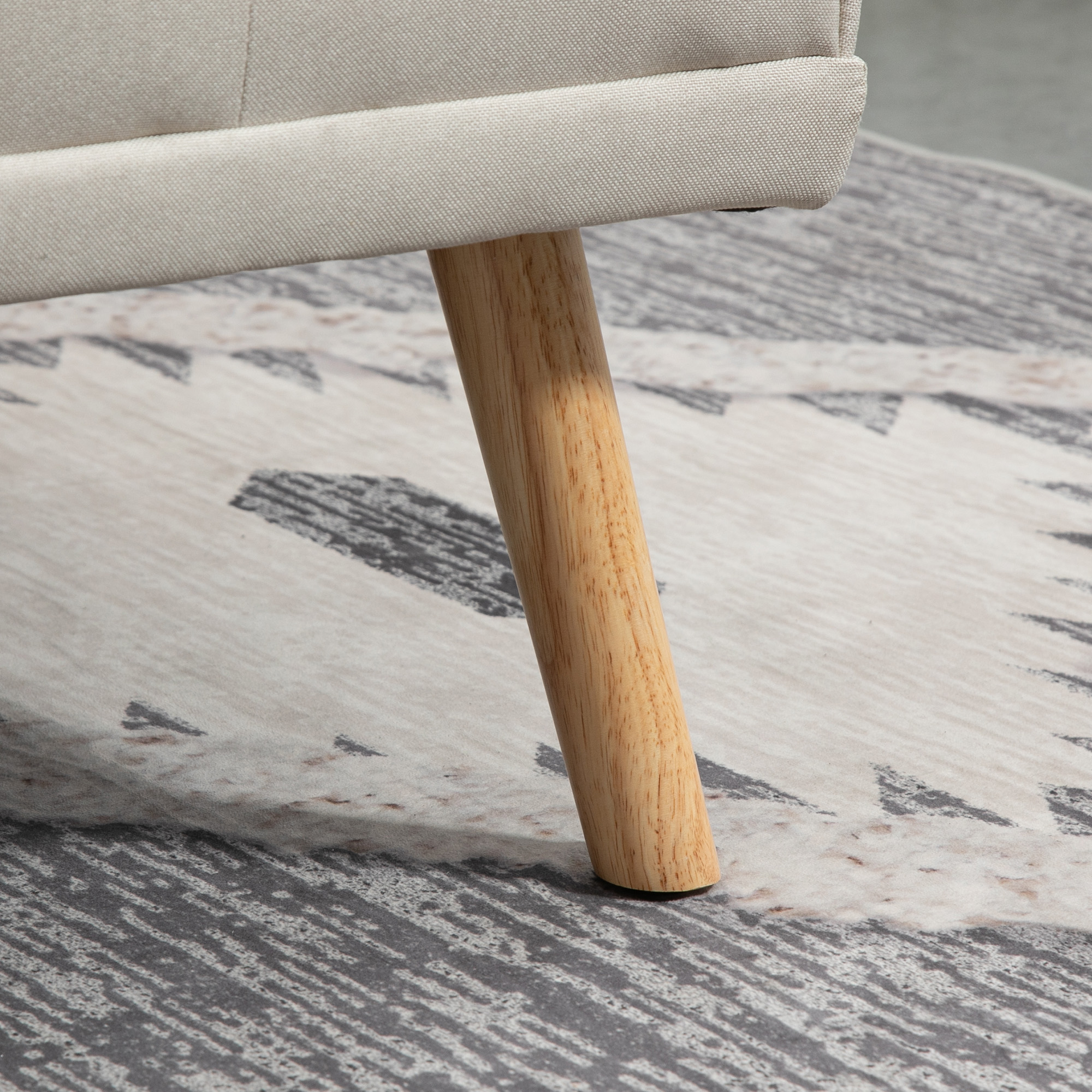  Canapea extensibila 3 locuri, rabatabila, cu tapiterie cu efect de in si masuta pliabila, bej [8]