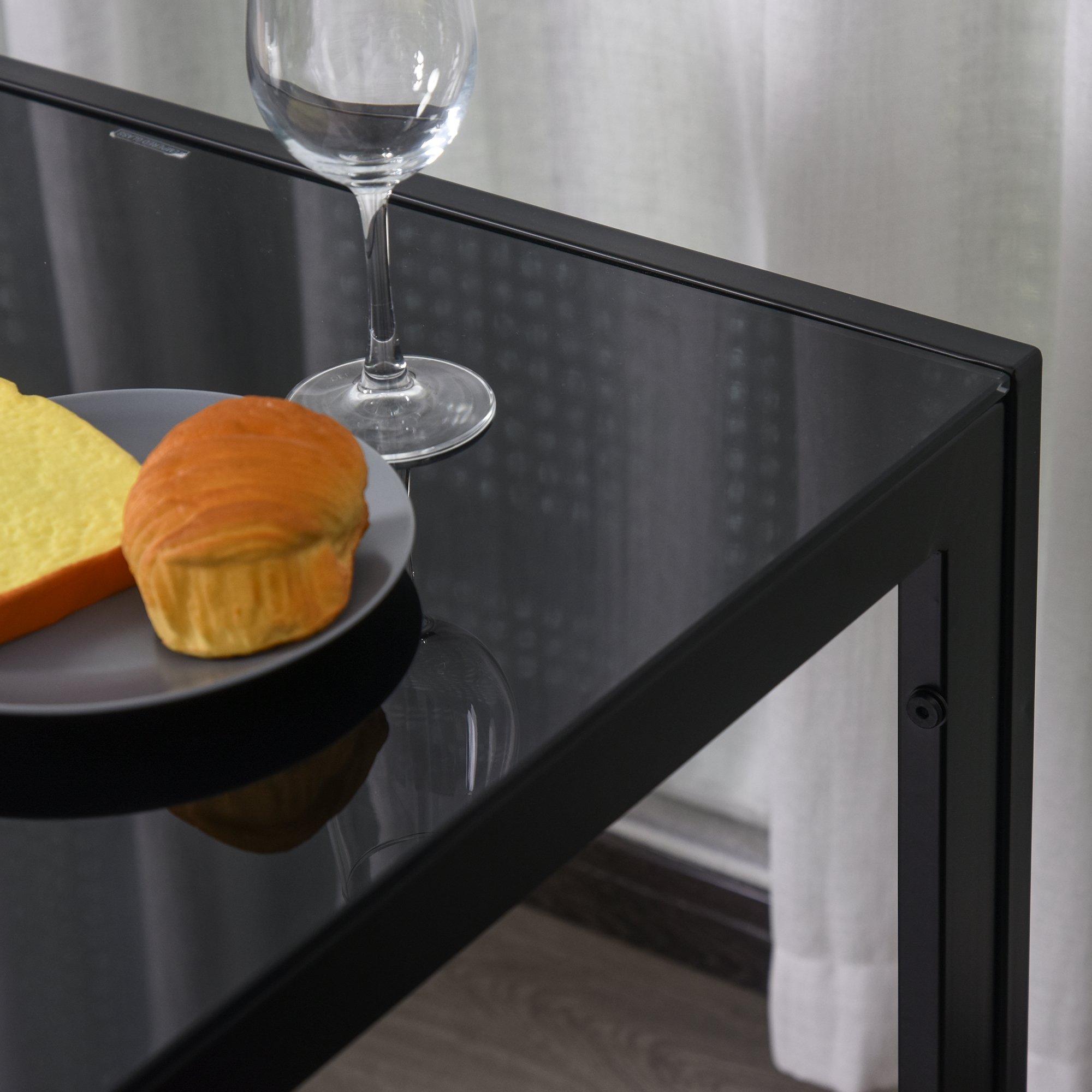  Set de luat masa 4 Scaune tapitate si 1 Masa pentru 4 persoane negru [6]