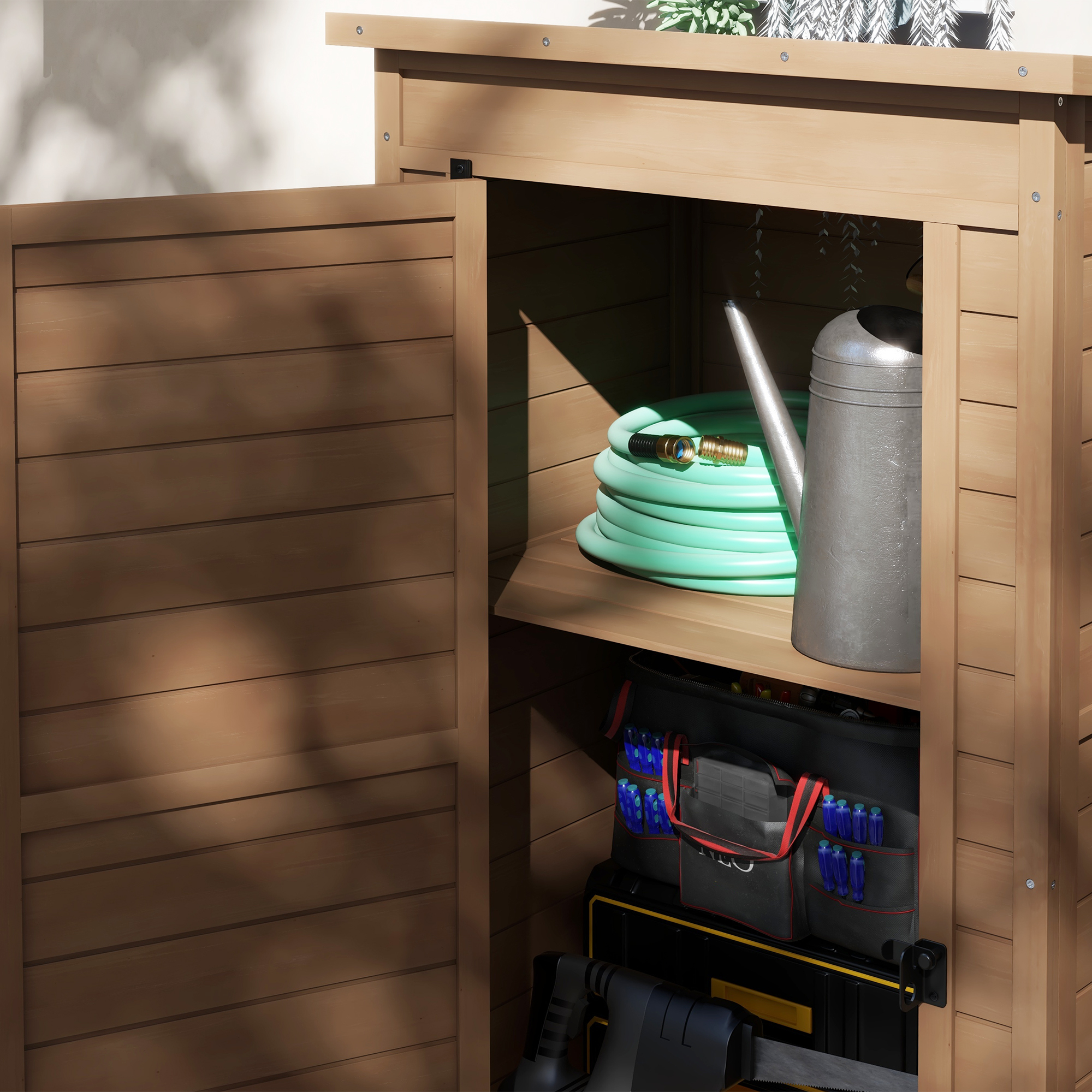  Dulapior de Depozitare in Aer Liber, sopron Mic din Lemn pentru Gradina [7]