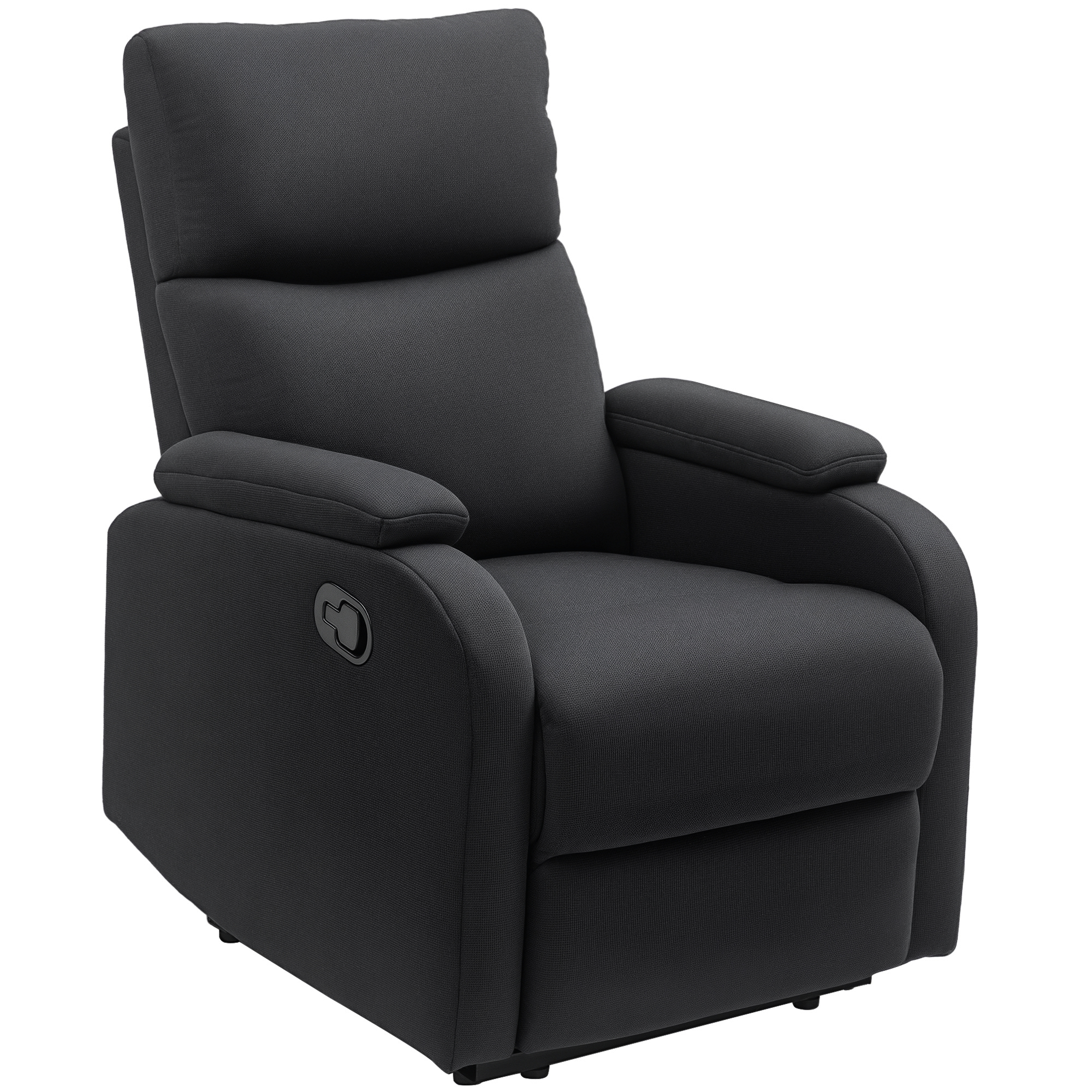 Bucatarie -  Fotoliu Recliner din In cu Suport Reglabil pentru Picioare, 69x91,5x103 cm, Negru